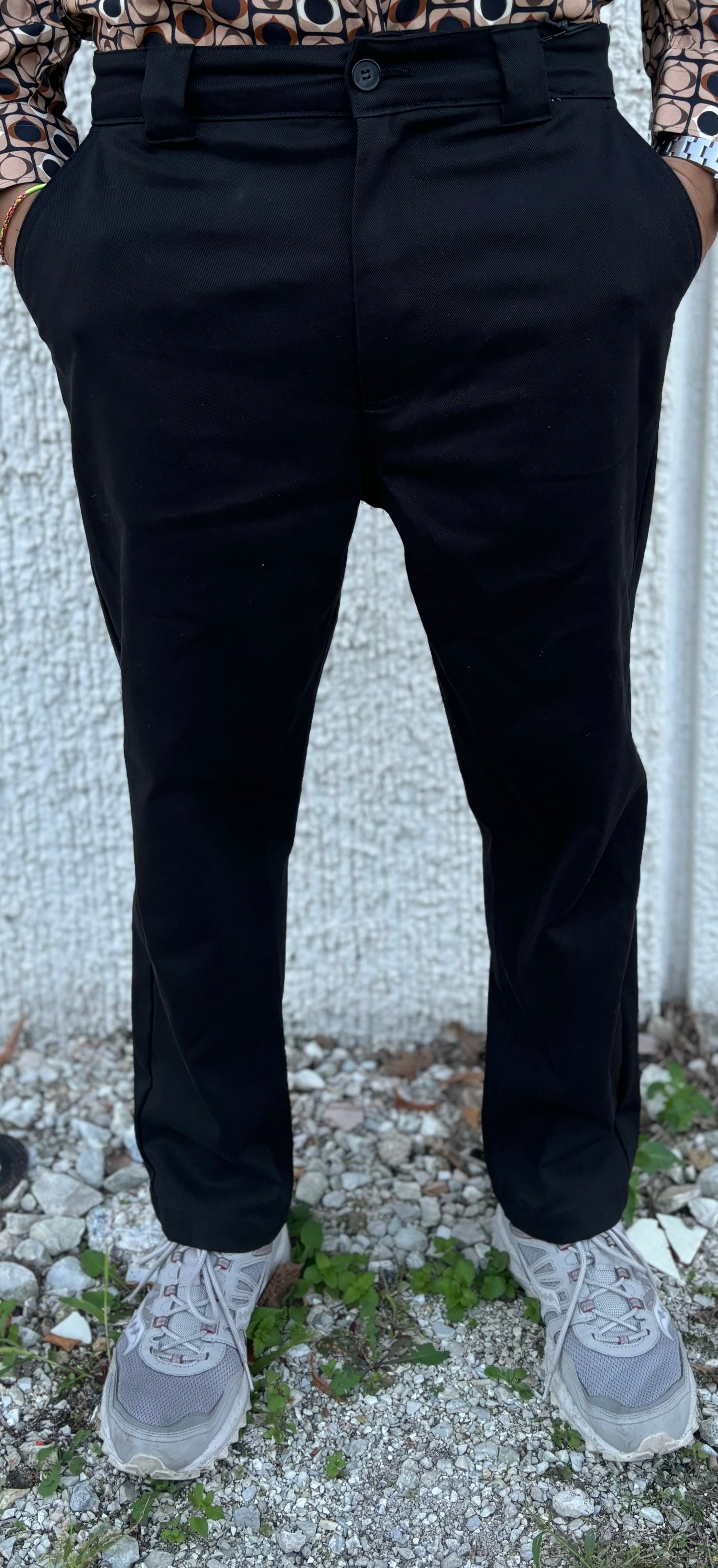 BL11 Pantalone chino palazzo NERO
