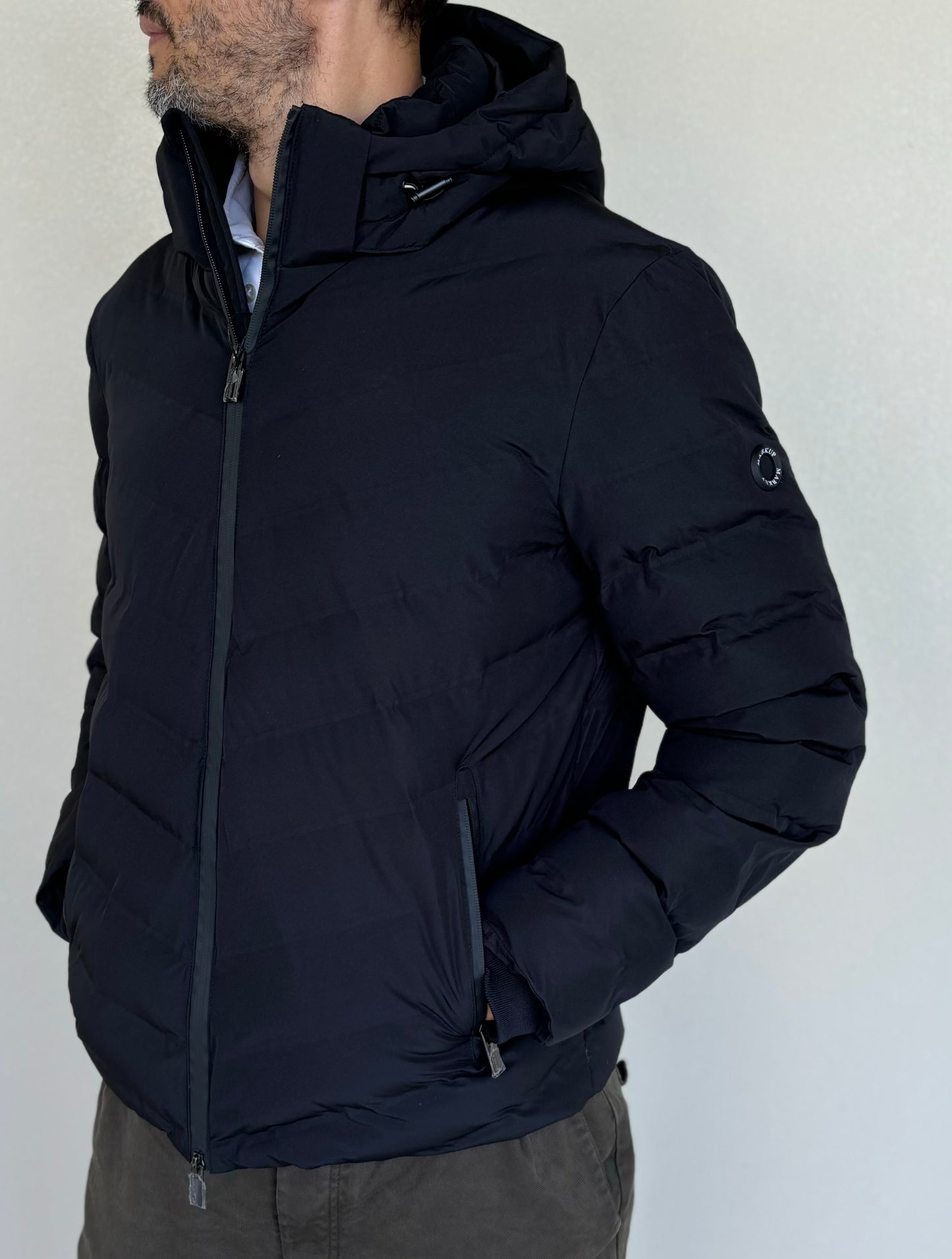 Markup Piumino con cappuccio termosaldato BLU