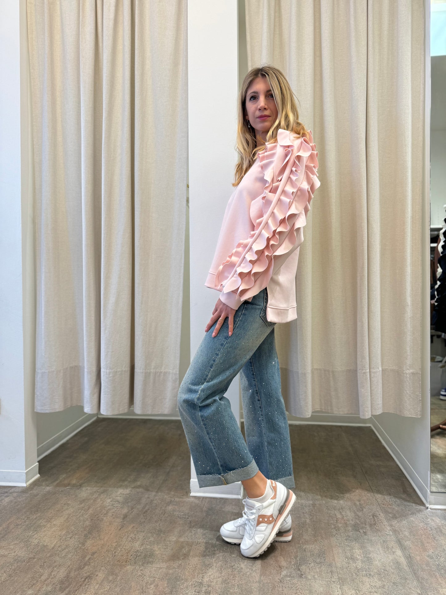 Tensione In Felpa con rouches ROSA