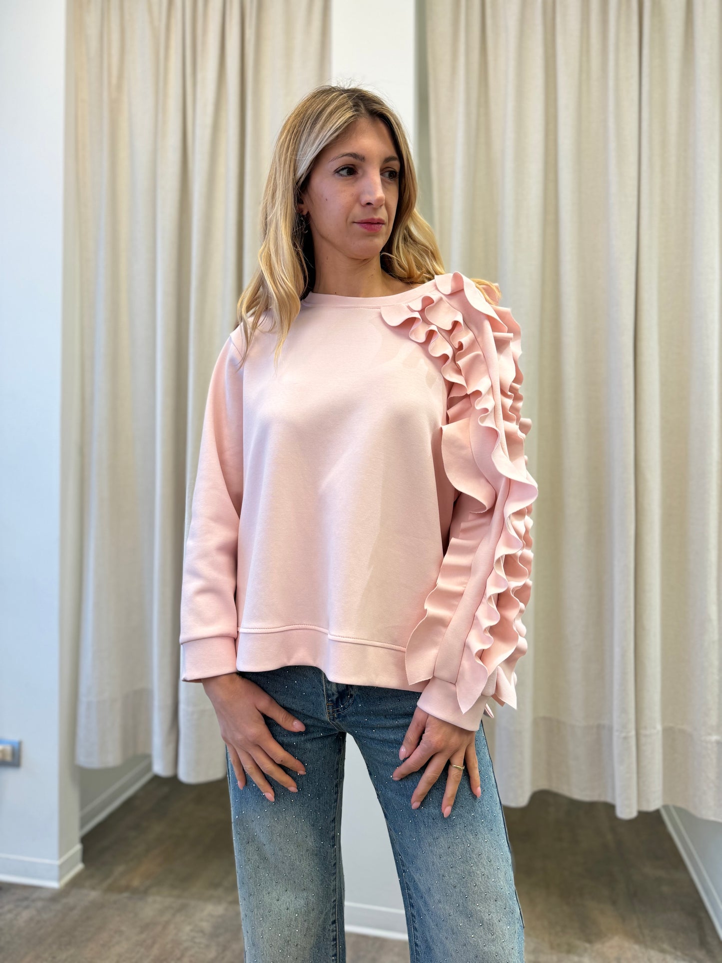 Tensione In Felpa con rouches ROSA