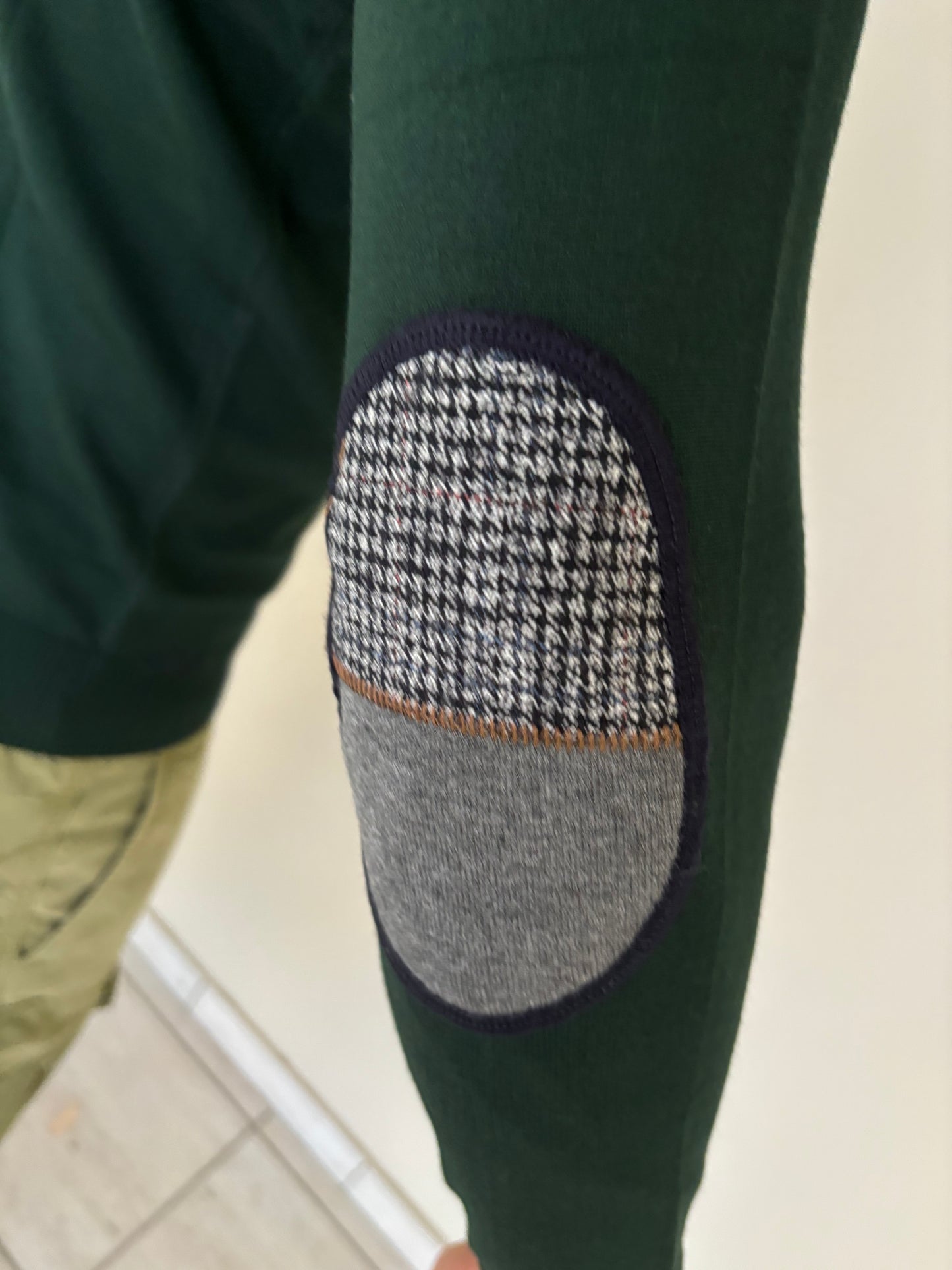 Markup Maglia girocollo con toppa pied de poule e tinta unita VERDE BOSCO