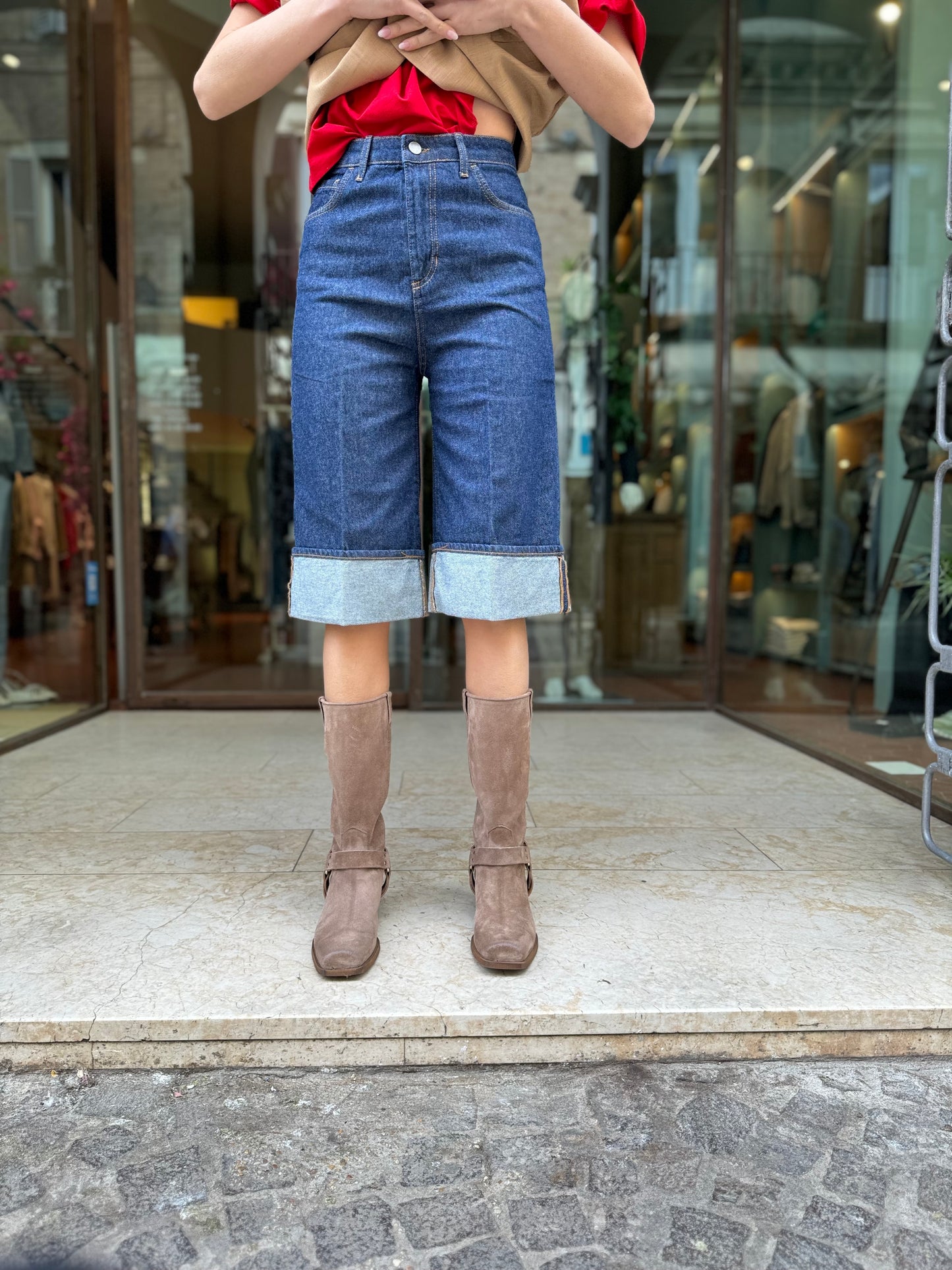 Mercì Bermuda jeans con risvolto DENIM
