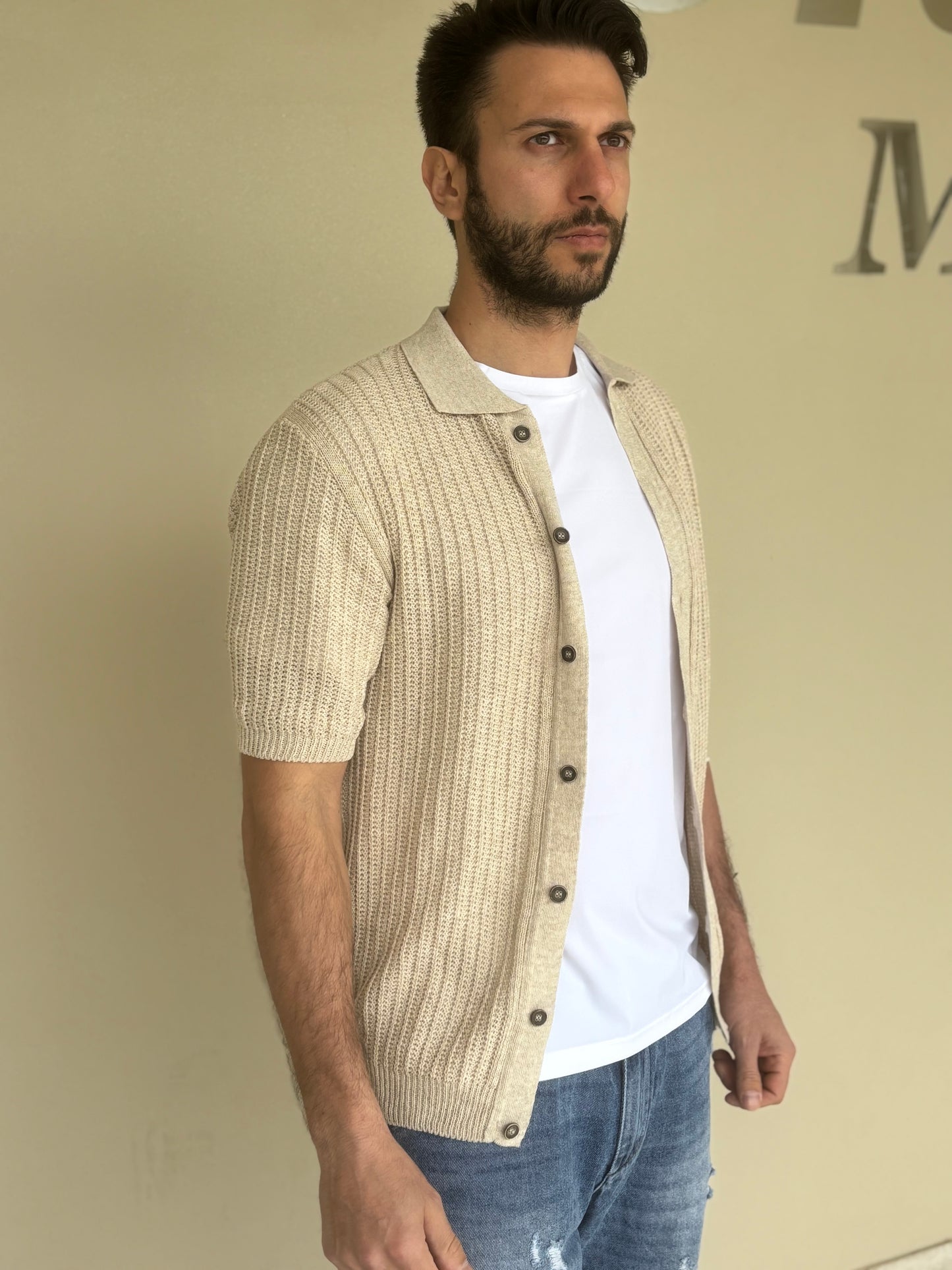 BL11 Maglia cardigan m/c BEIGE
