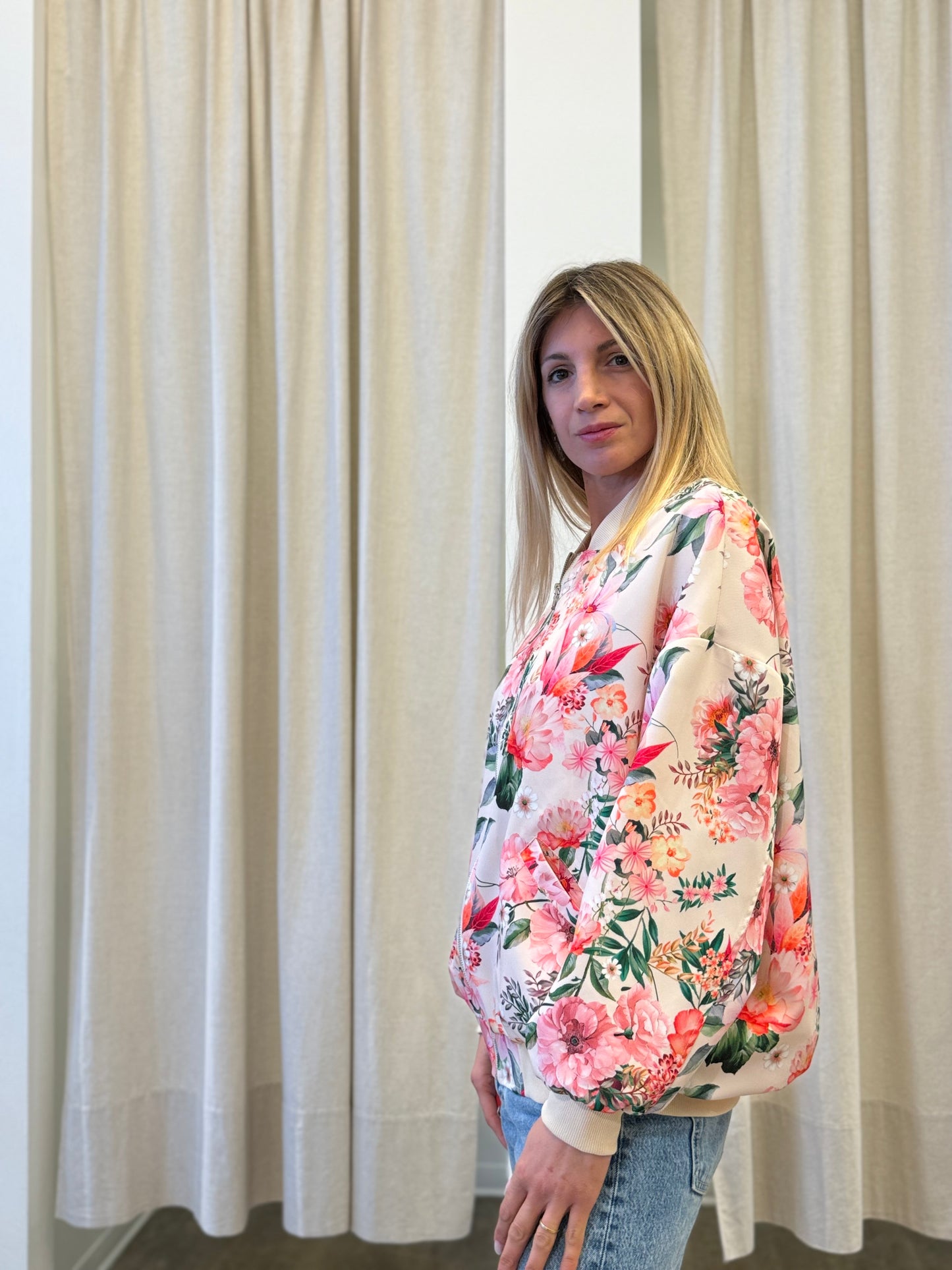 Susy Mix Bomber fantasia floreale ROSA/BEIGE