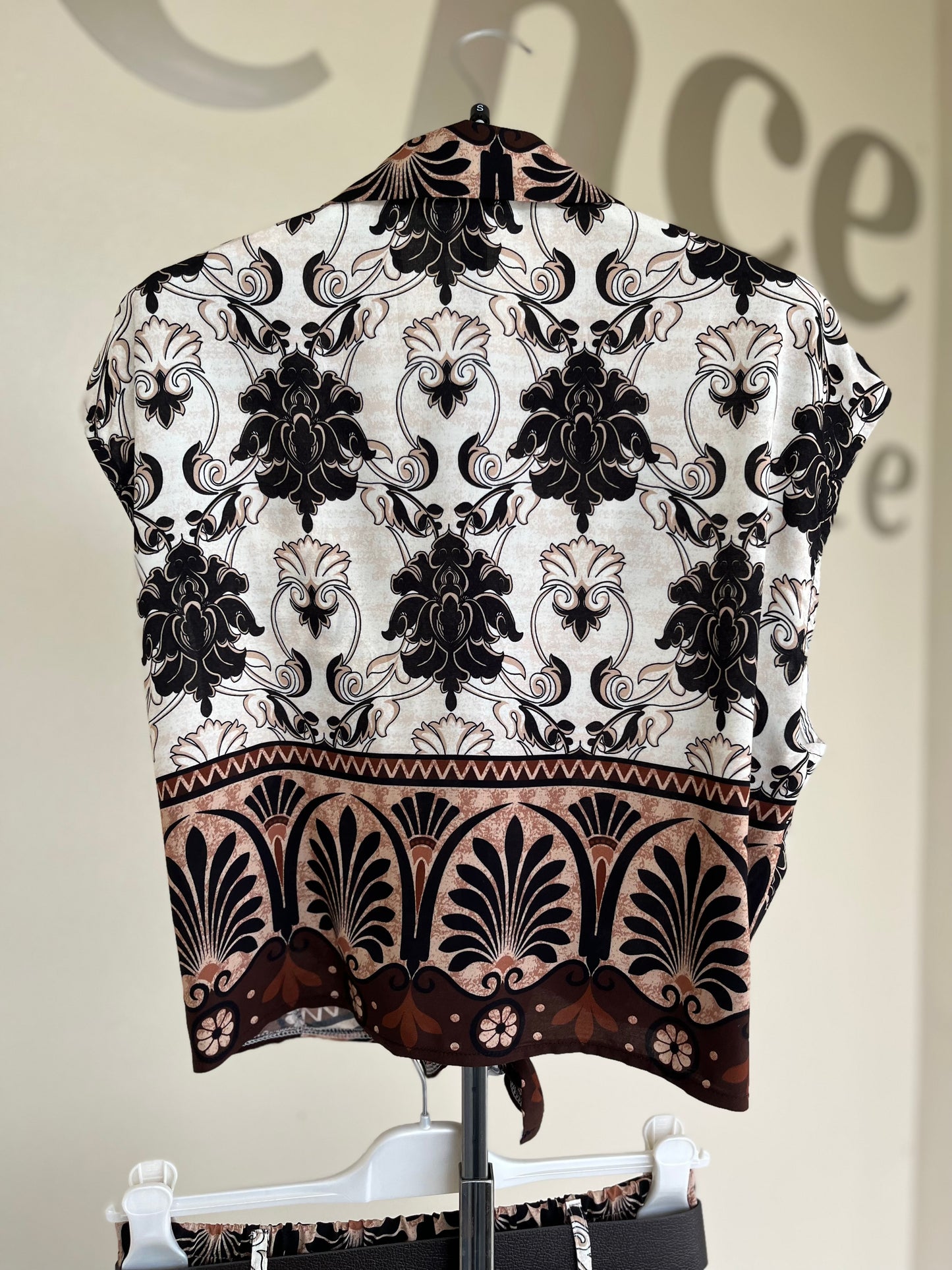Susy mix camicia cropped fantasia BEIGE-MARRONE