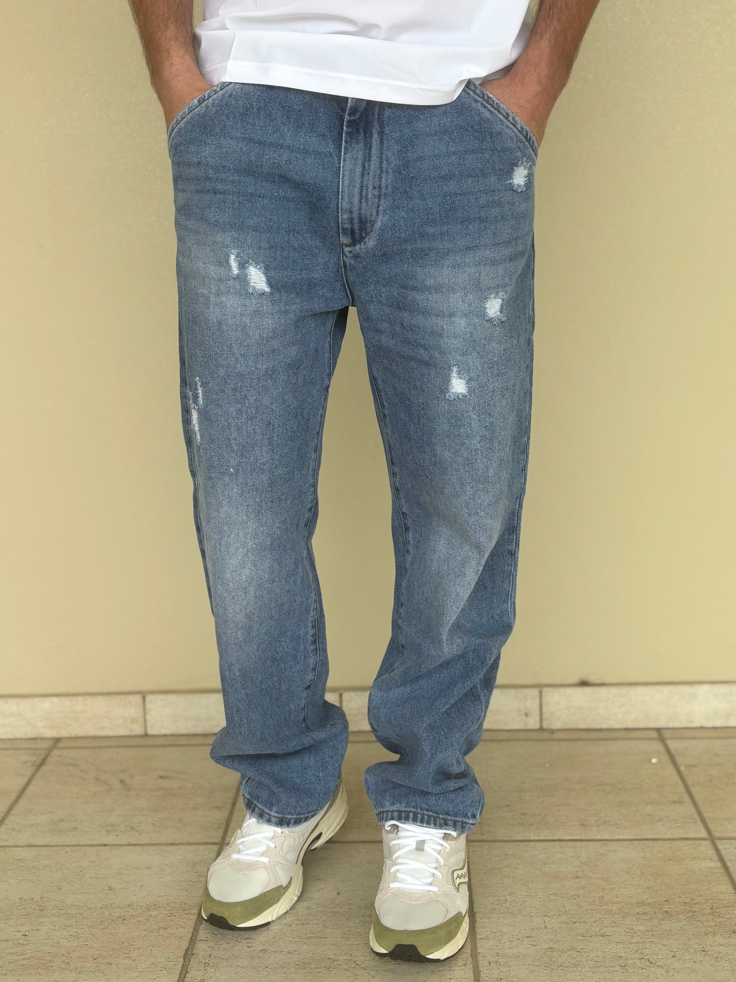 Rytual jeans regular con strappetti tasca obliqua lavaggio medio JEANS