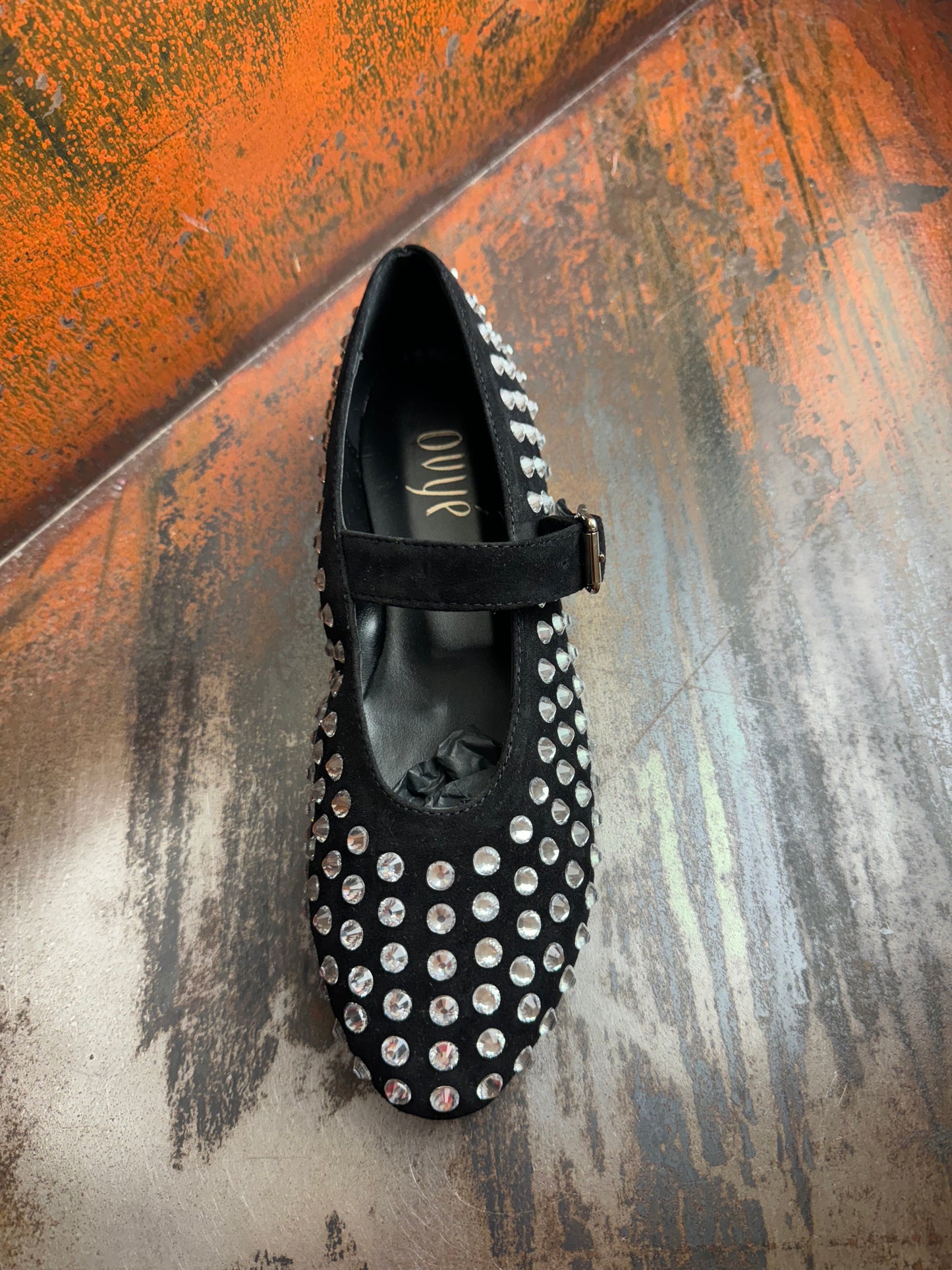 Ovyè ballerina con strass NERO
