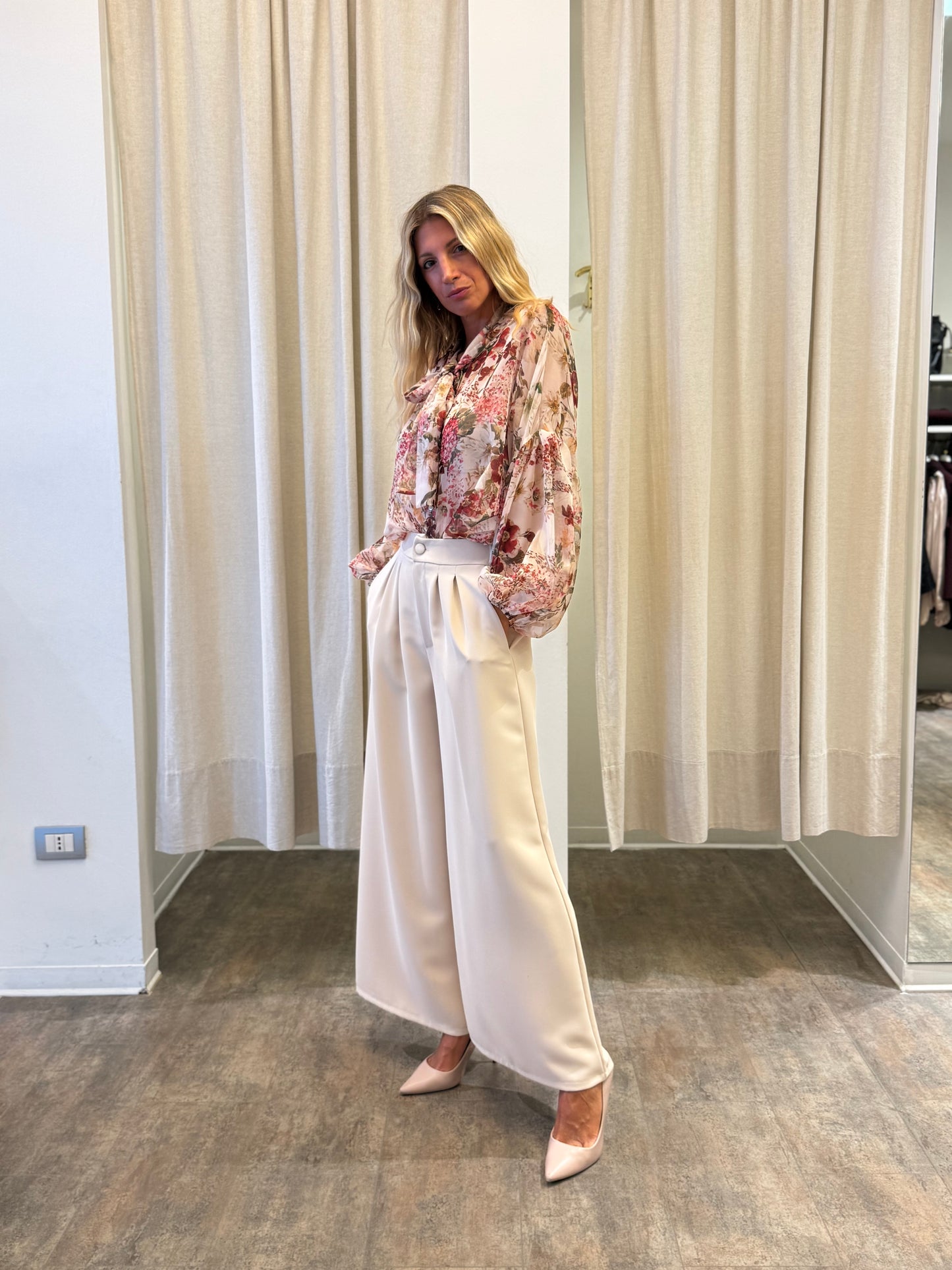 Susy Mix Camicia ml con fiocco base beige FIORI