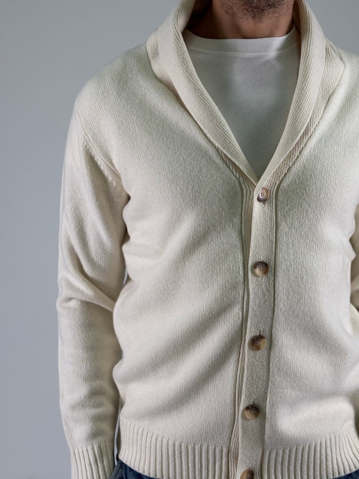 Sporting Mare Giacca maglia in lana PANNA