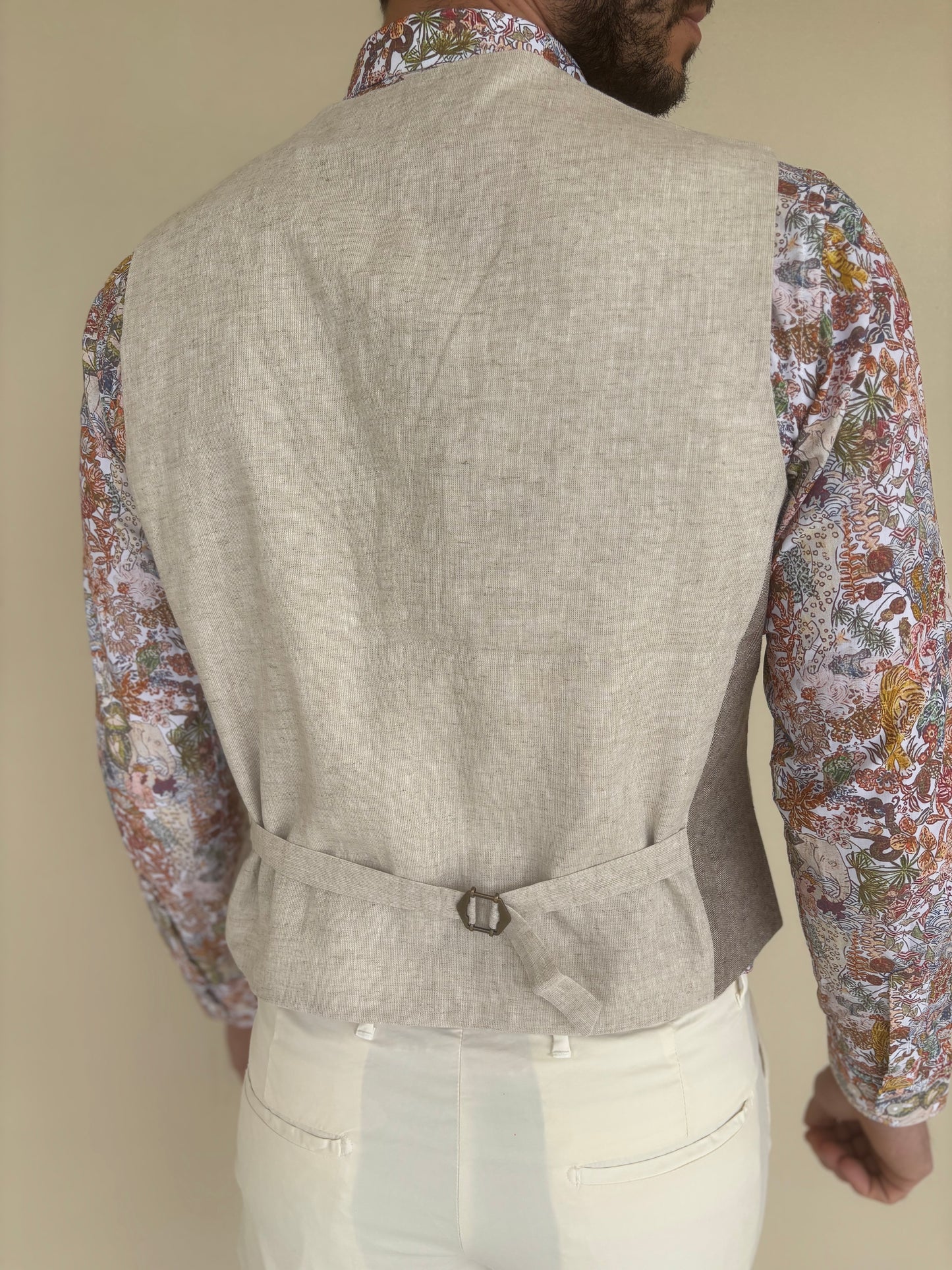 Philotinto gilet cotone-lino con taschino BEIGE