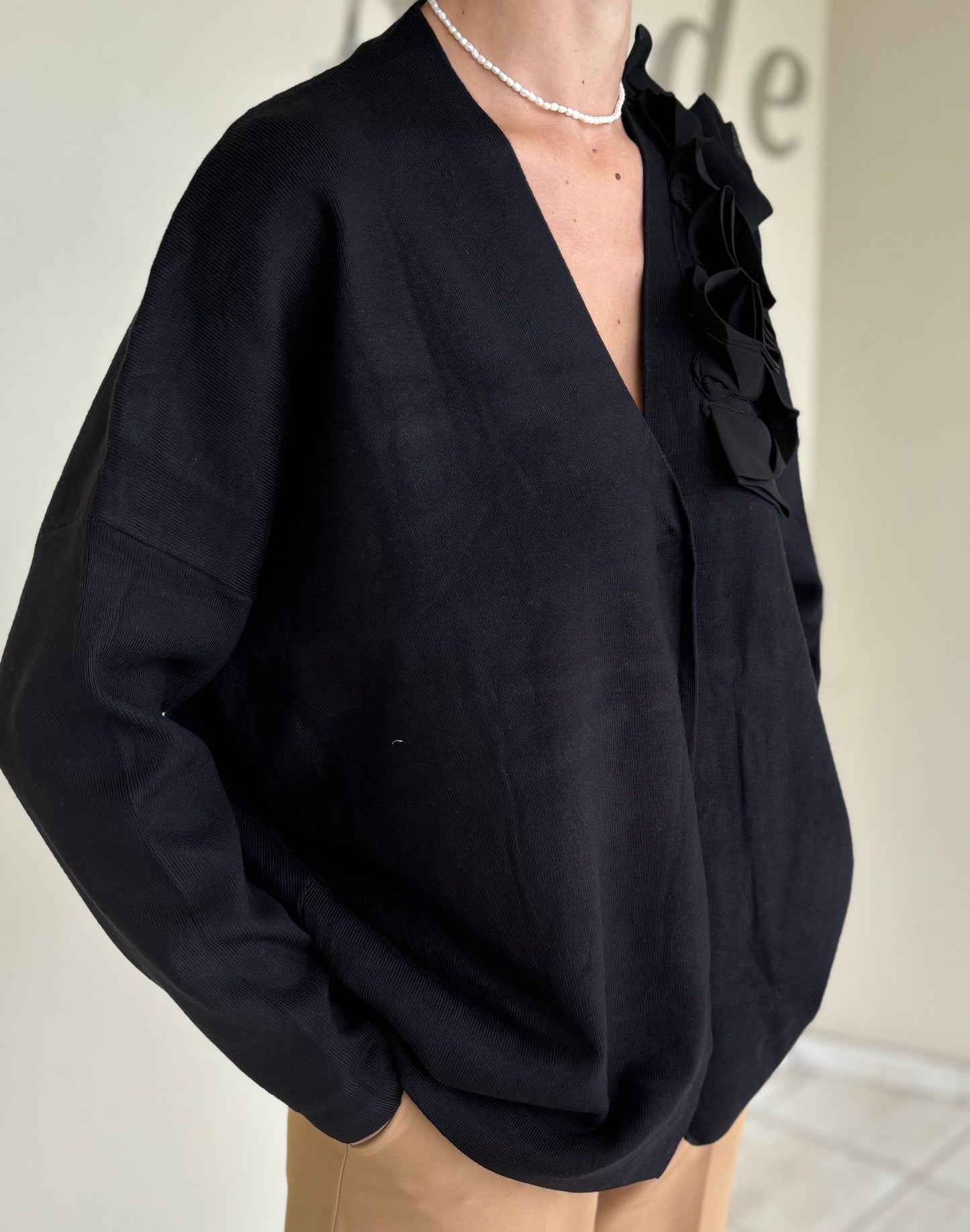 Loft88 Cardigan con rouches NERO