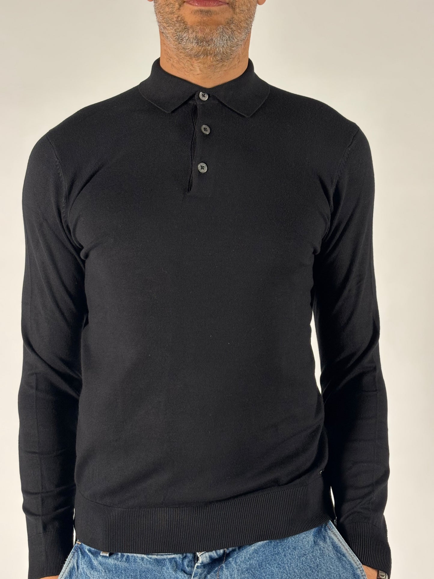 Markup Polo ml in viscosa NERO