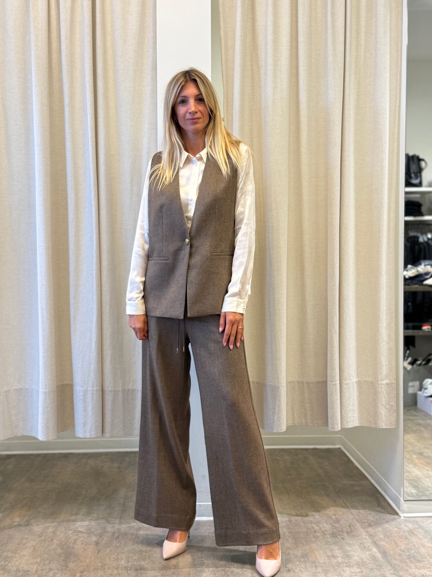 Kocca Pantalone palazzo con elastico MARRONE