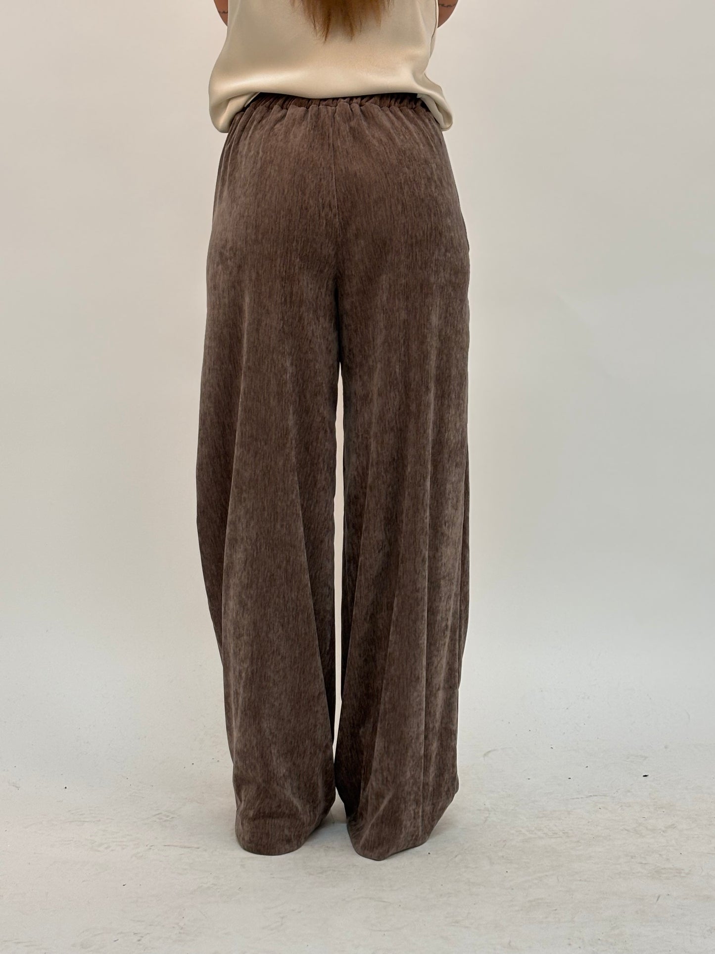 Susy Mix Pantalone palazzo in velluto TORTORA