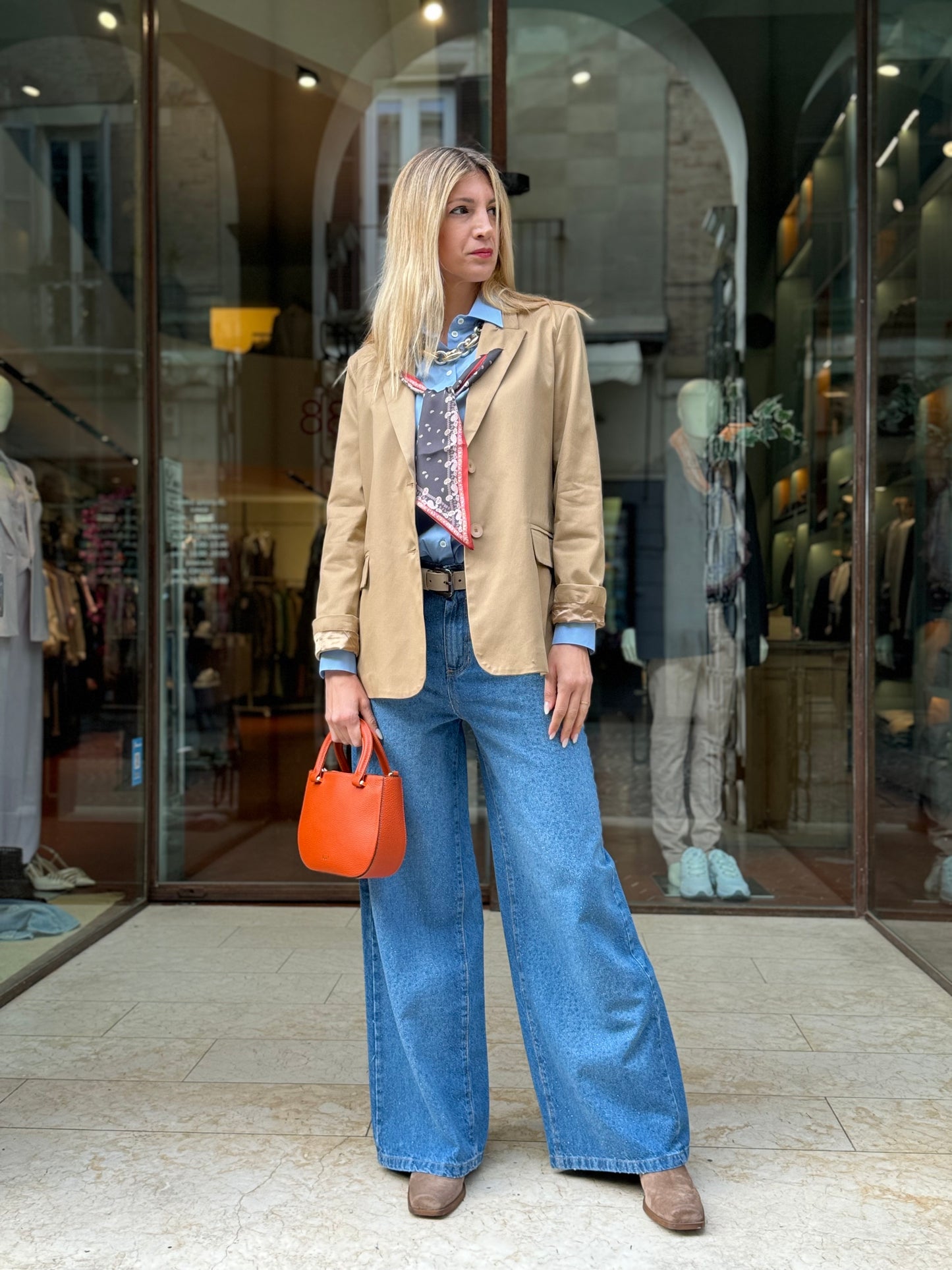 PATRIZIA PEPE camicia con spacco dietro cotone CELESTE