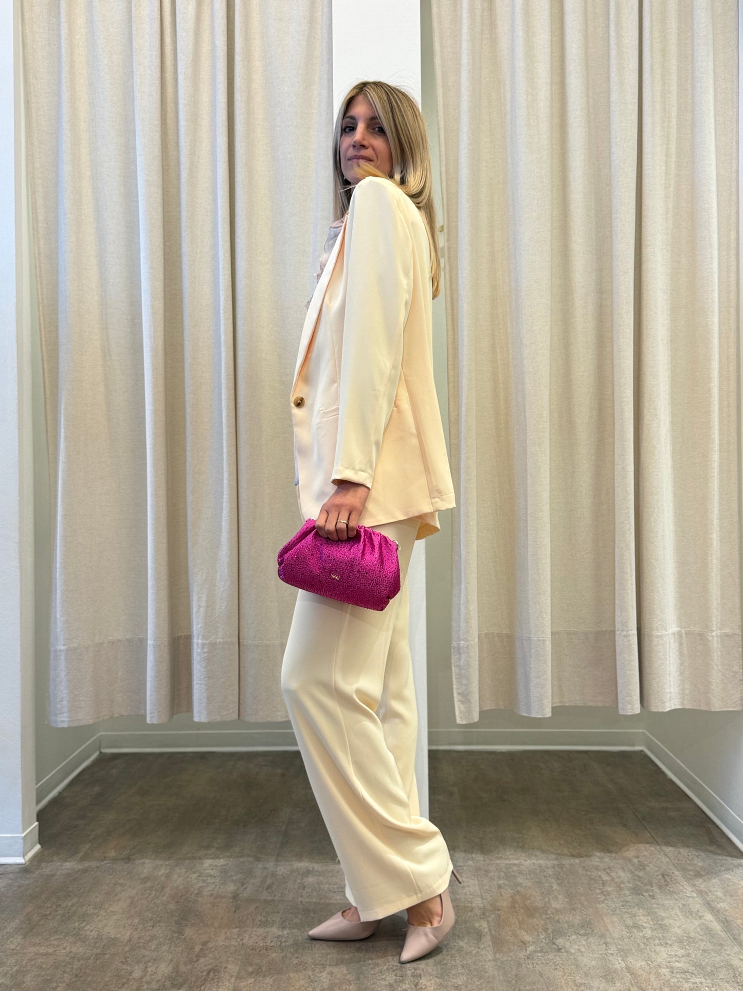 Susy Mix Pantalone tessuto scivolato largo GIALLO