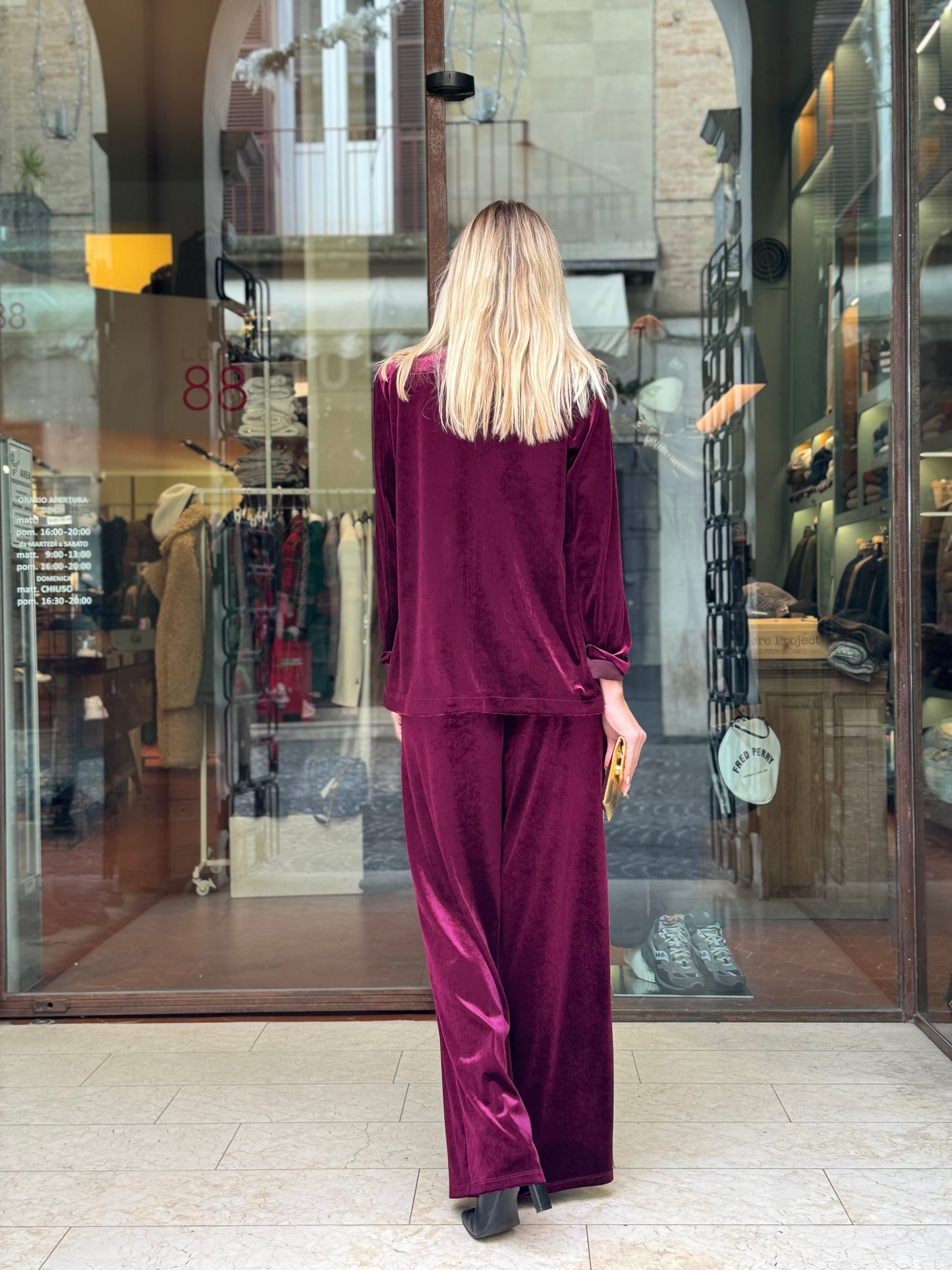 Tensione In patalone velluto liscio BORDEAUX