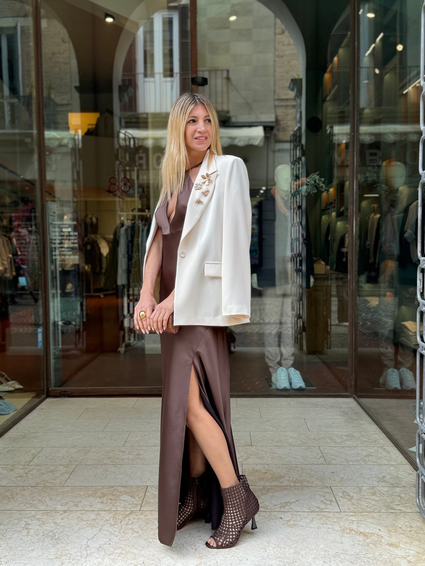 PATRIZIA PEPE abito lungo viscosa MARRONE