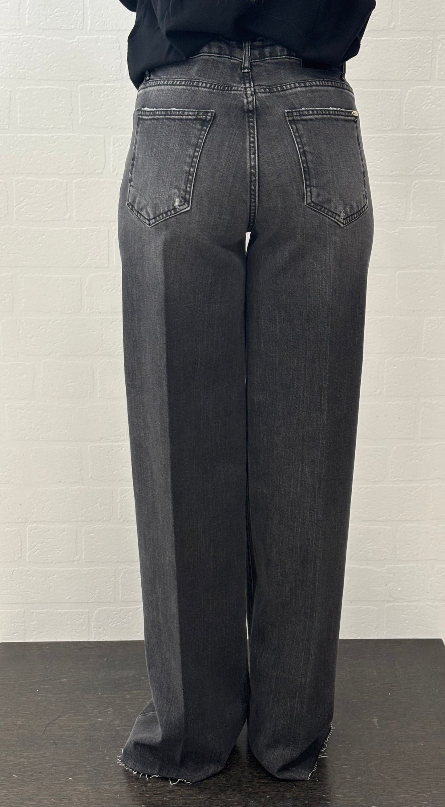 Kocca Jeans palazzo strappetti NERO