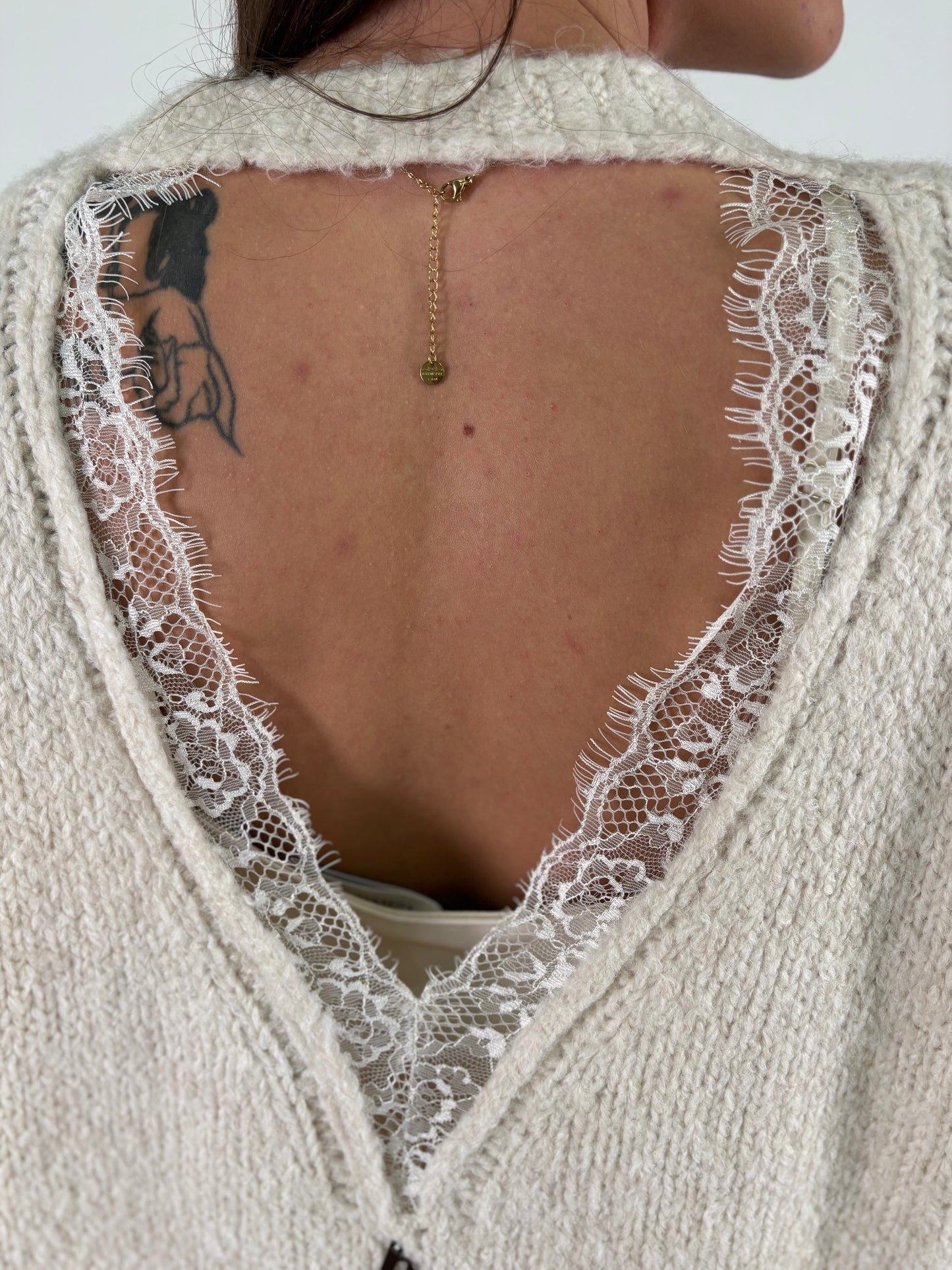 DIXIE cardigan scollo a v schiena PANNA