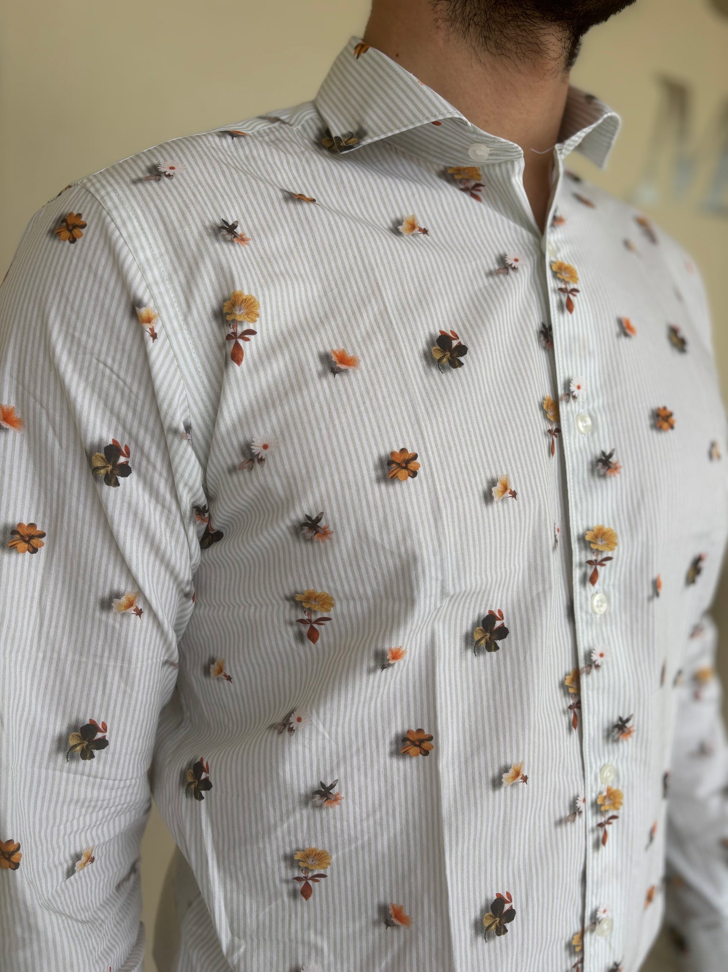 Alessandro Lamura Camicia fantasia righe e fiori VERDE