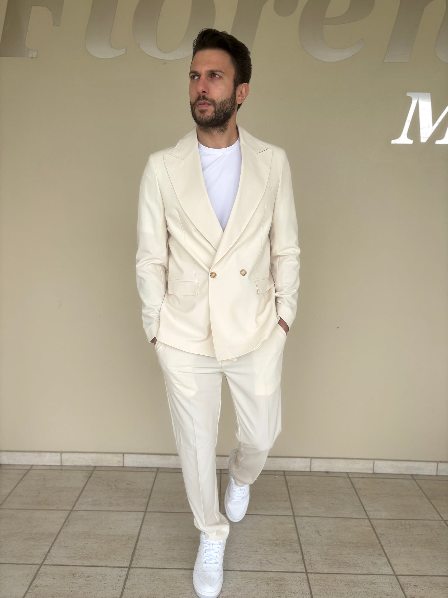 Marcel Morel abito doppiopetto over PANNA