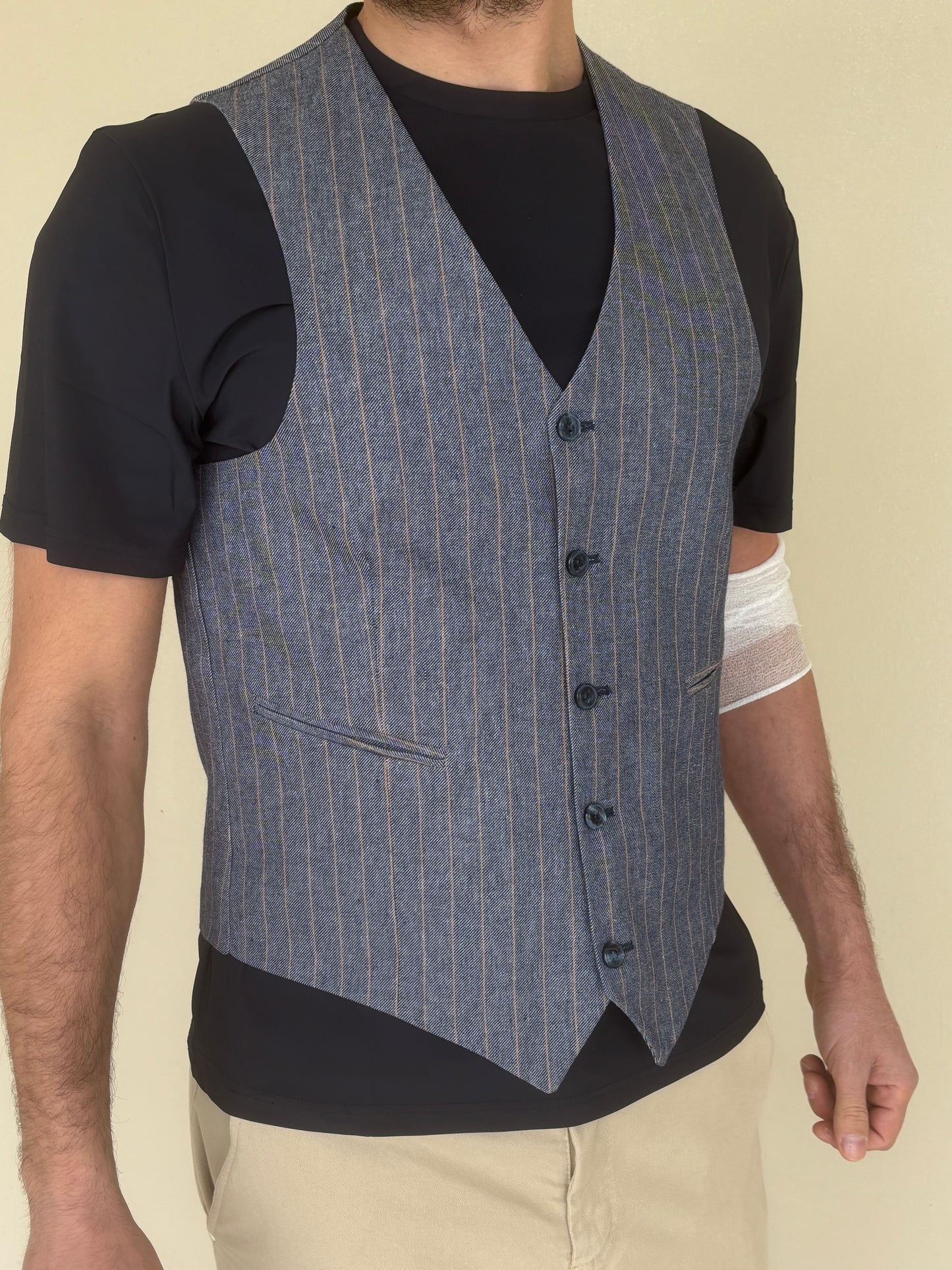 Le Braghe gilet RIGATO BLU