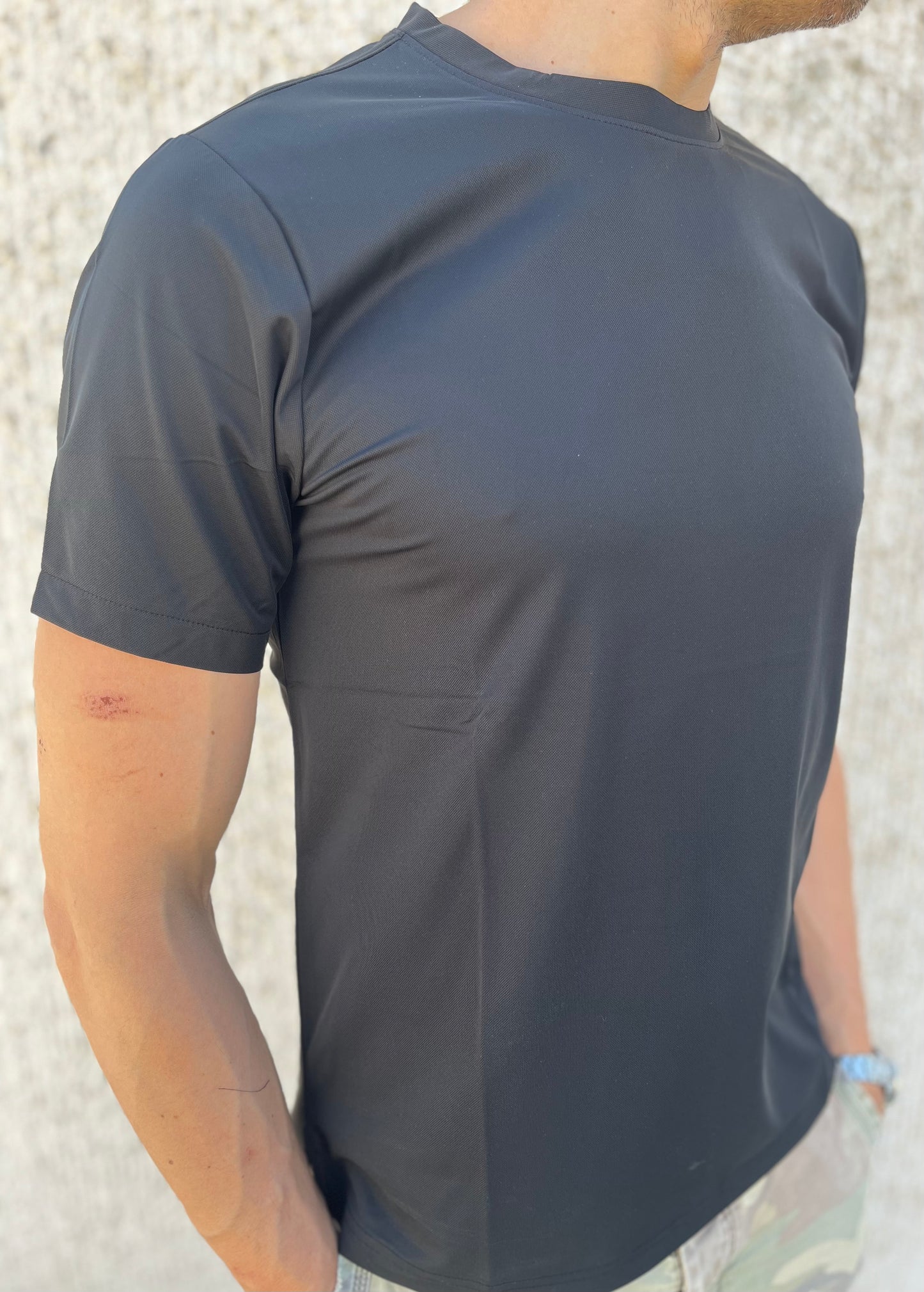 loft88 maglia manica corta in tessuto tecnico piquet NERO