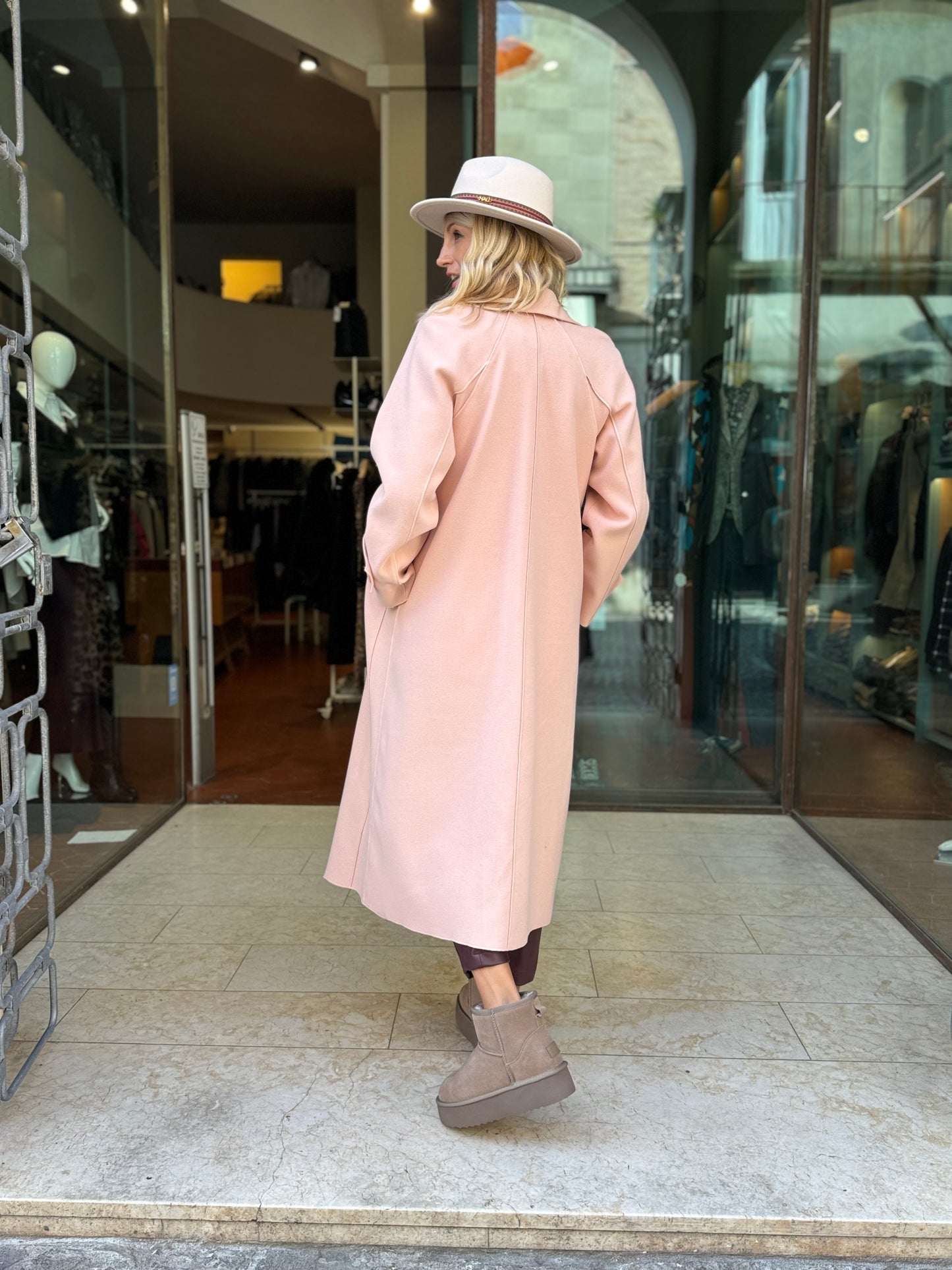 Merci Cappotto lana con rever over doppiopetto ROSA
