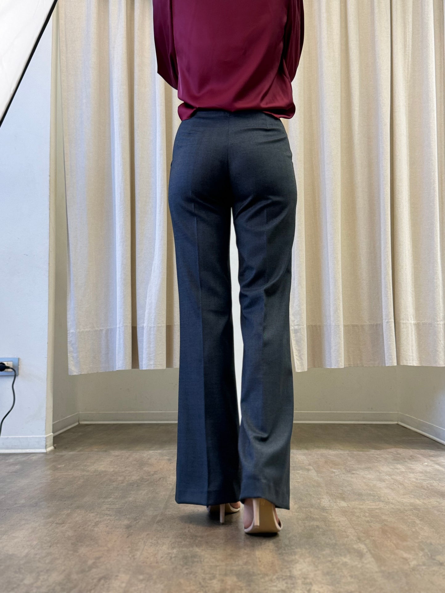 Eco Pantalone a palazzo gessato marrone AVIO