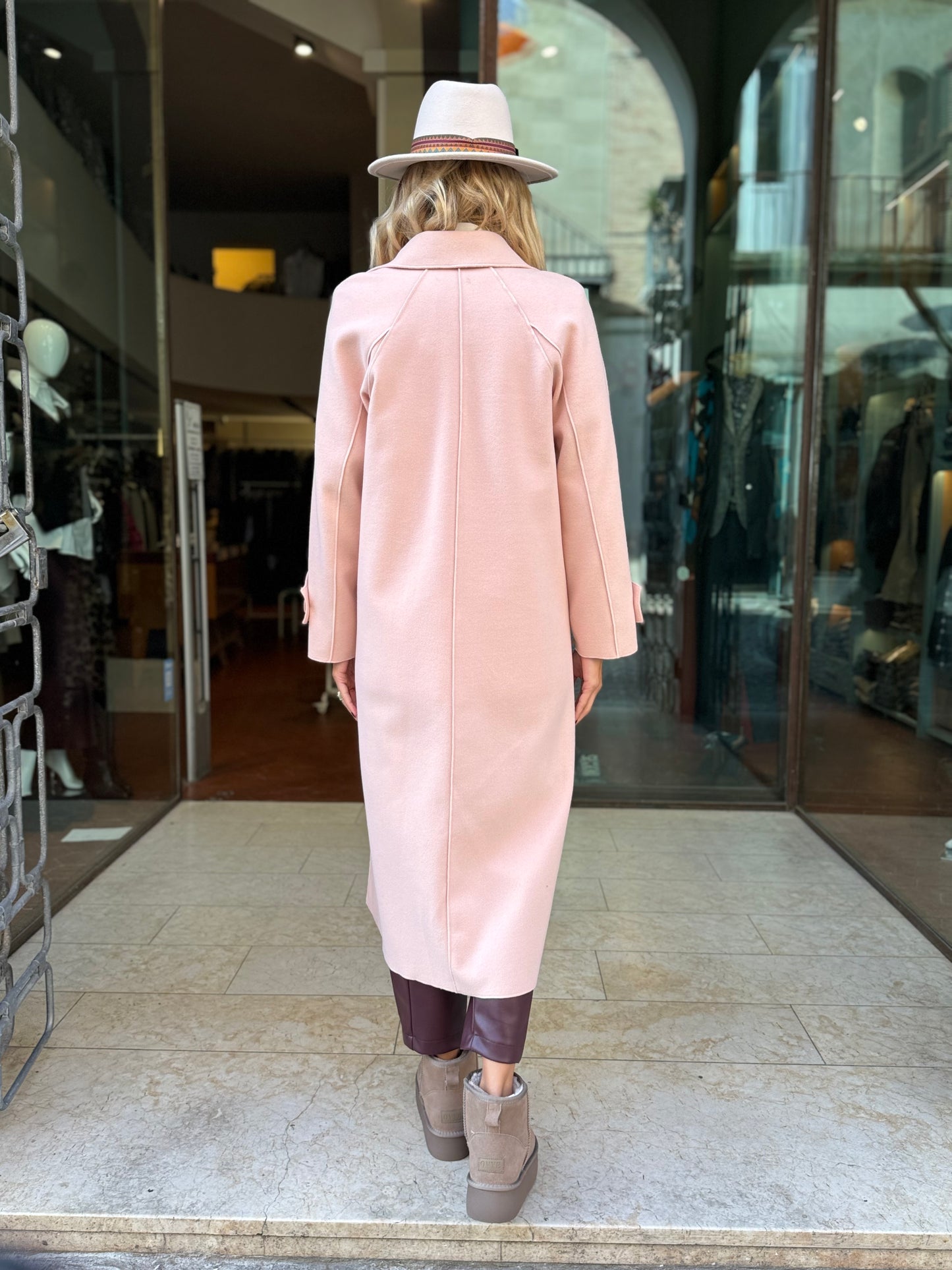 Merci Cappotto lana con rever over doppiopetto ROSA