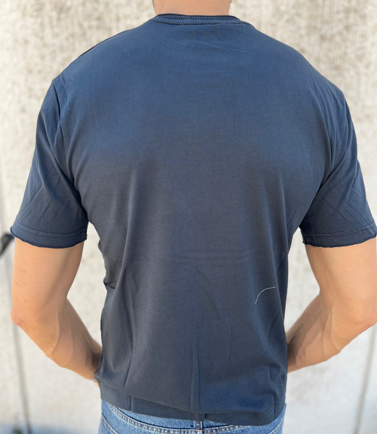 loft88 maglia manica corta in filo di cotone schiena liscia BLU