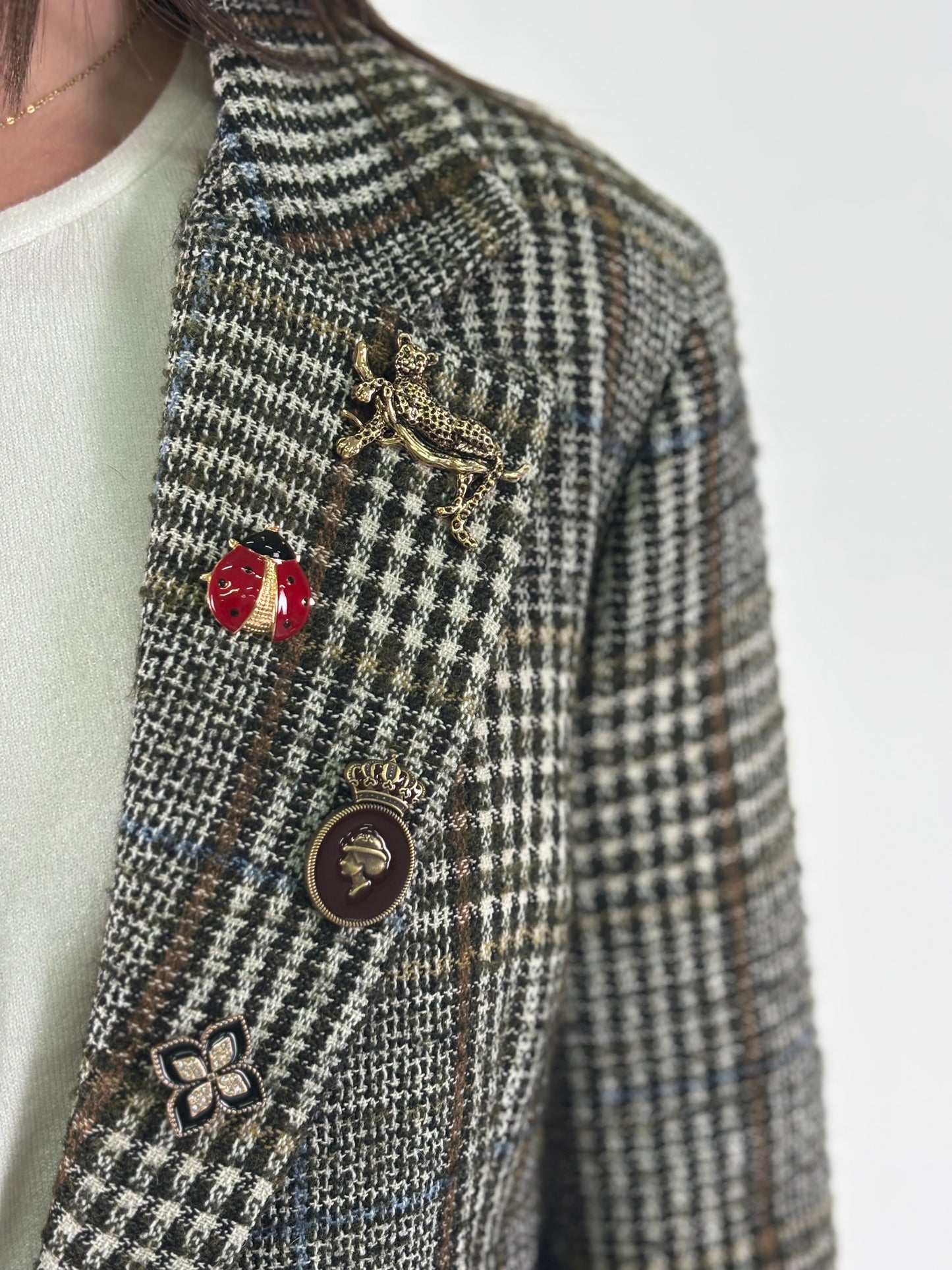 Tensione In Giacca a scacchi e spille BEIGE/NERO/MORO