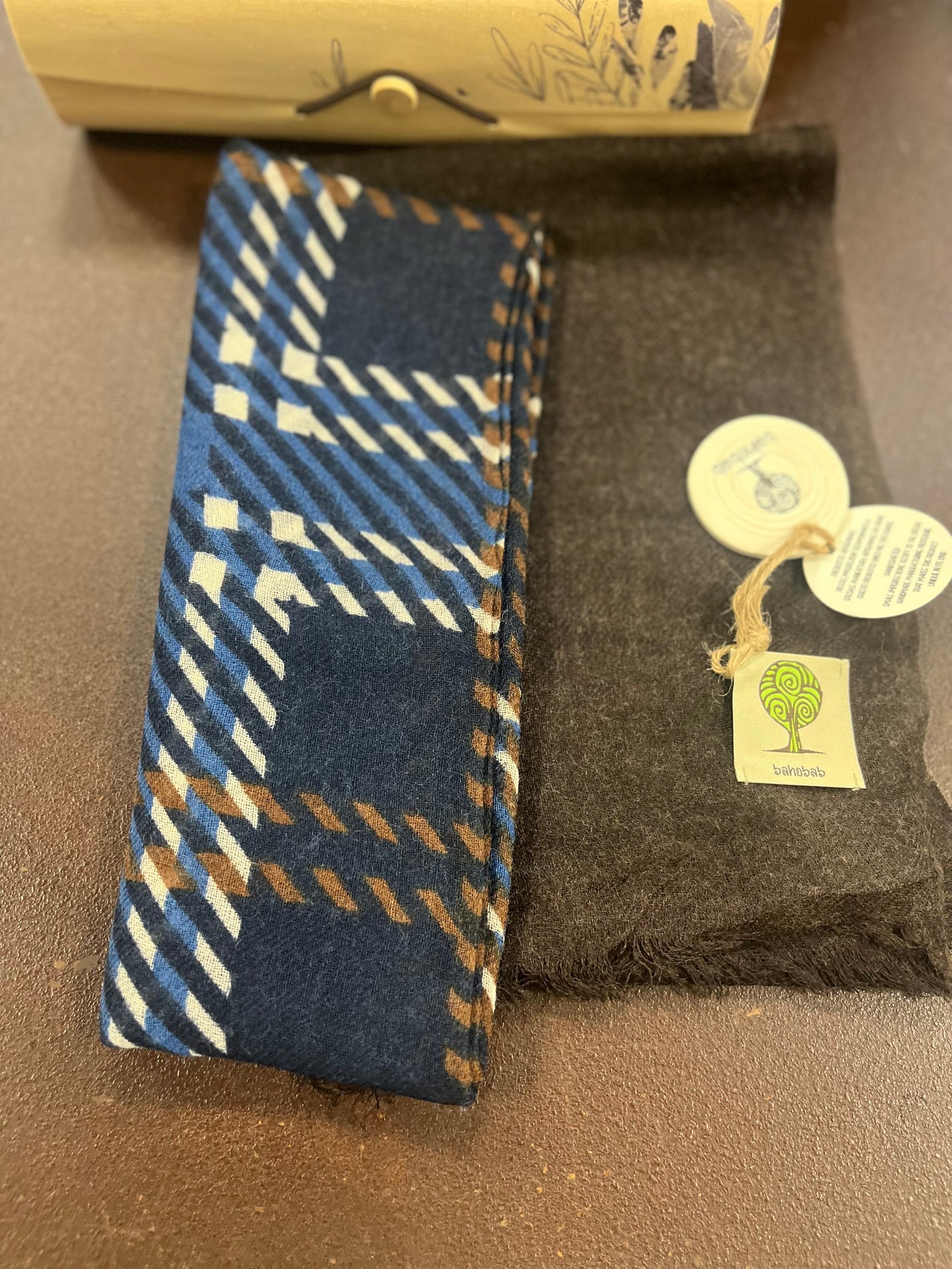 Bahobab Sciarpa 100% lana fantasia MARRONE/BEIGE/BLU