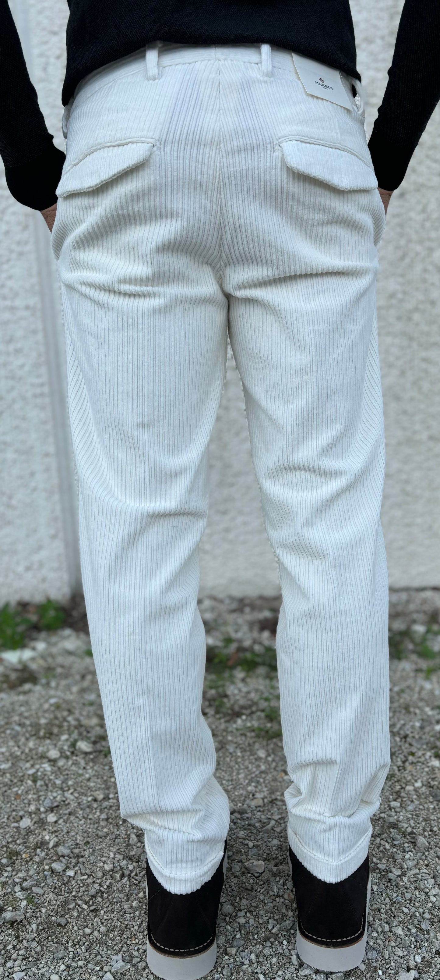Markup Pantalone in velluto con pences BIANCO
