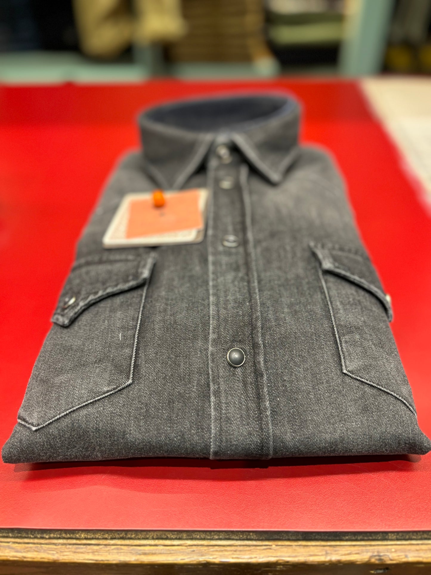 Bastoncino Camicia di jeans lavaggio scuro NERO