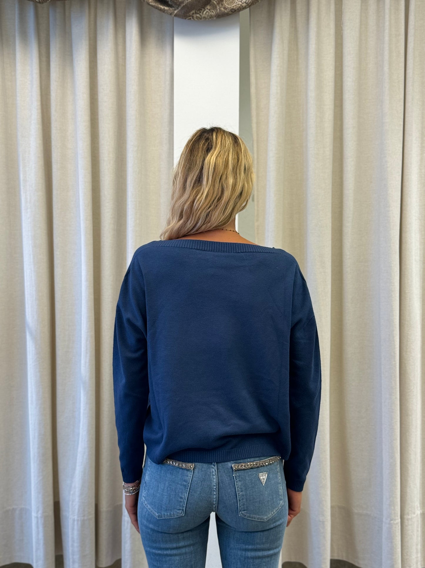 Eco Maglia collo barca BLU