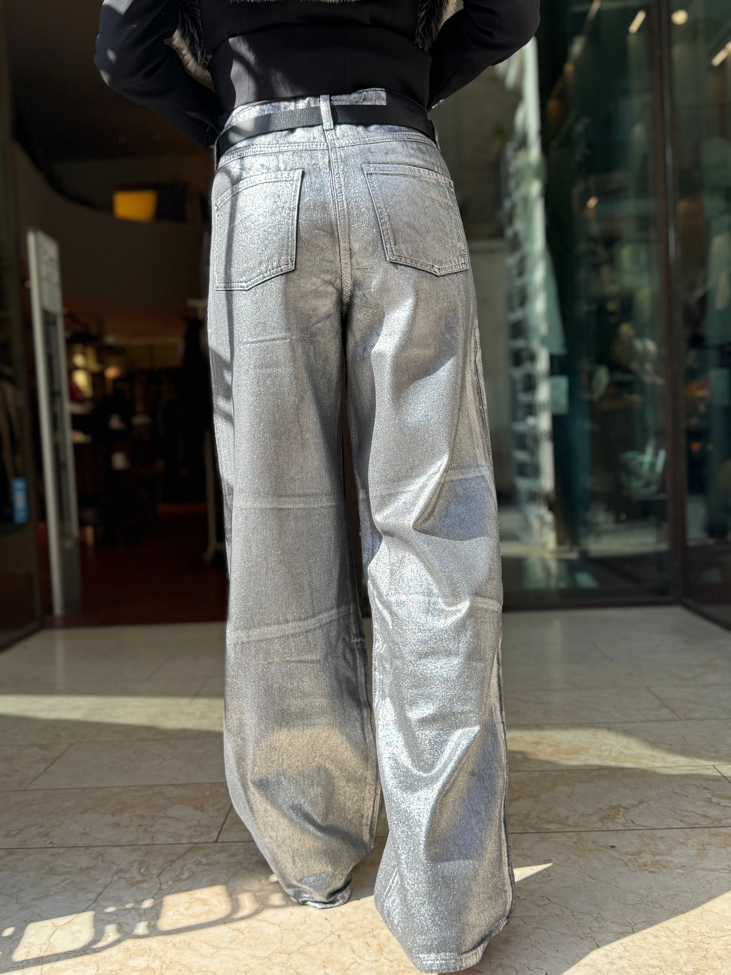PATRIZIA PEPE Jeans palazzo ARGENTO