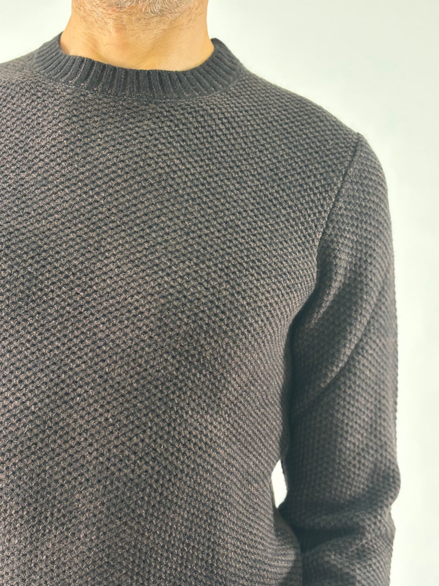 Markup Maglia ml girocollo trama pannocchia melange BLU