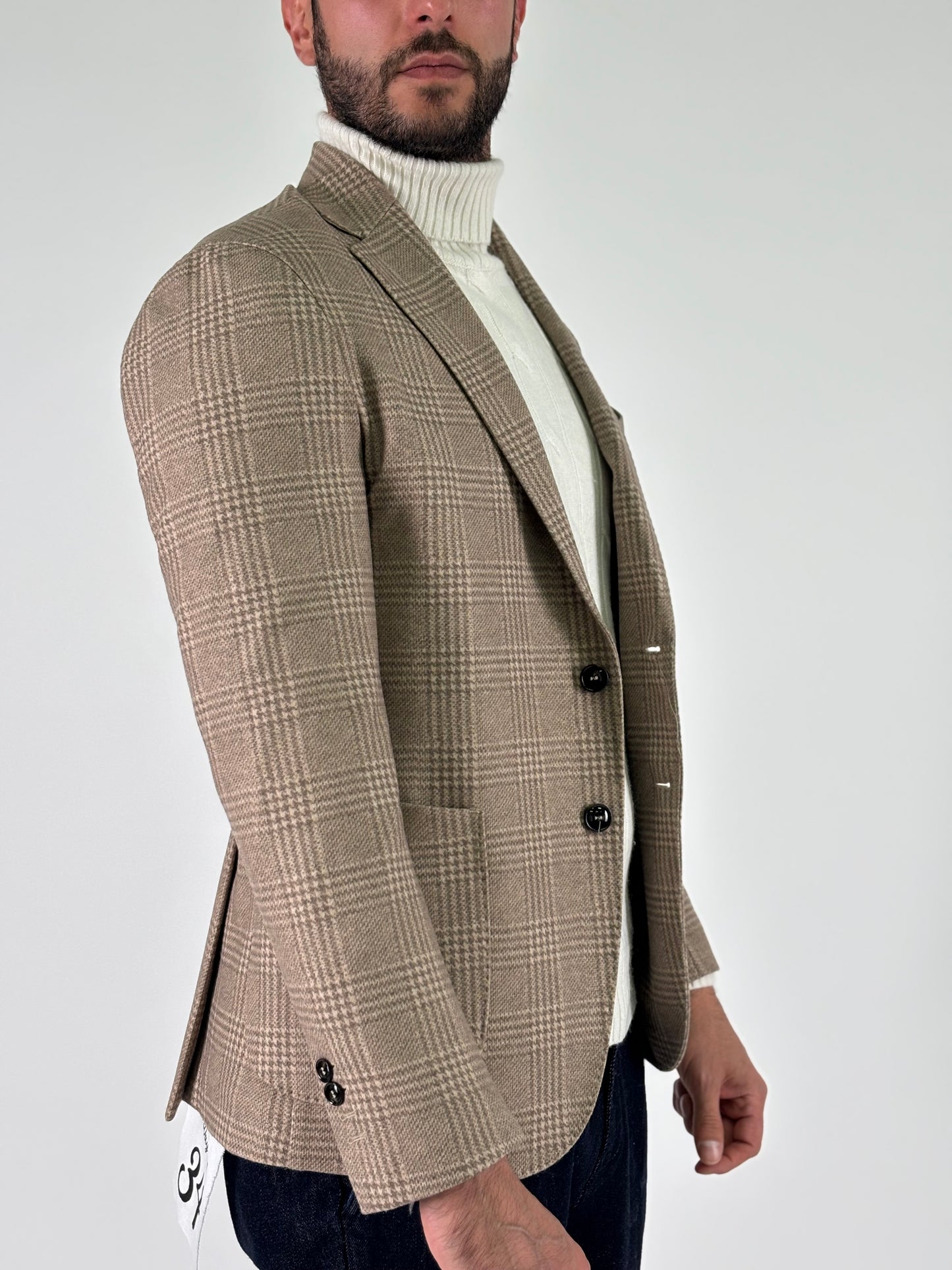 Bharnaba giacca jersey scacchi BEIGE