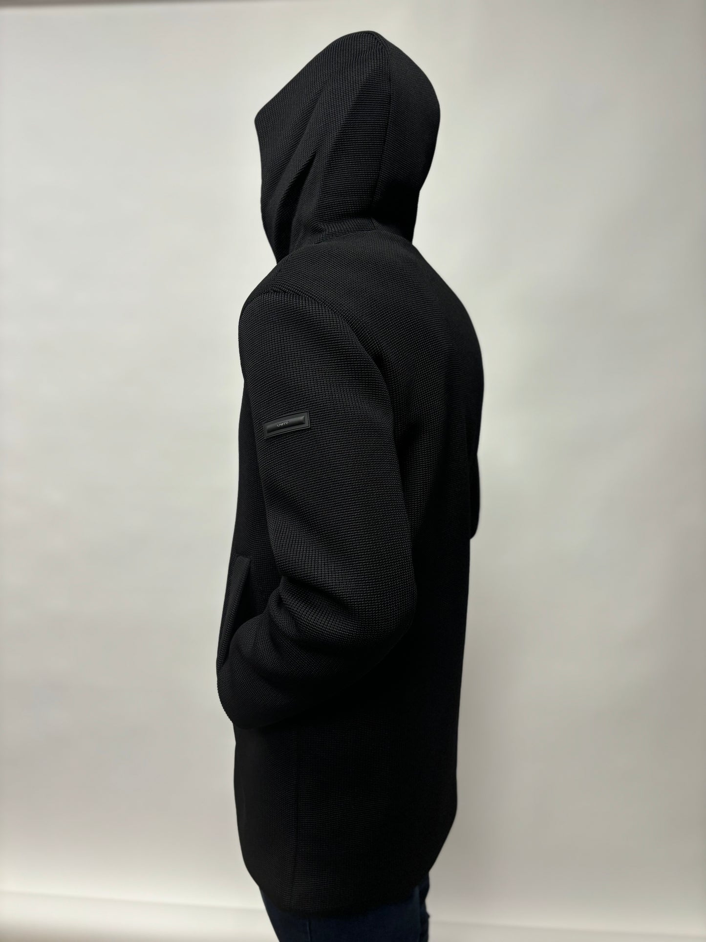 Unity Parka tricotech con zip finta coperta con cappuccio NERO