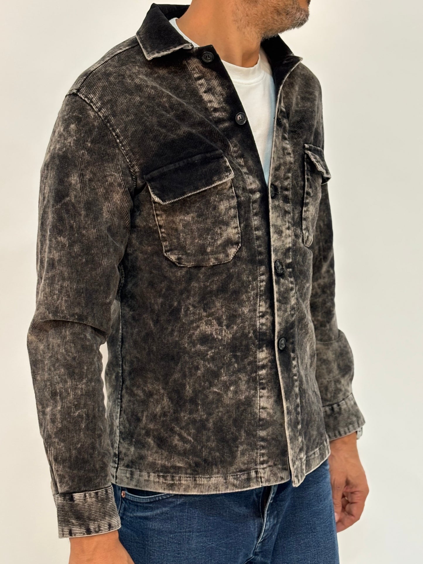 A.Lamura field jacket velluto stone NERO