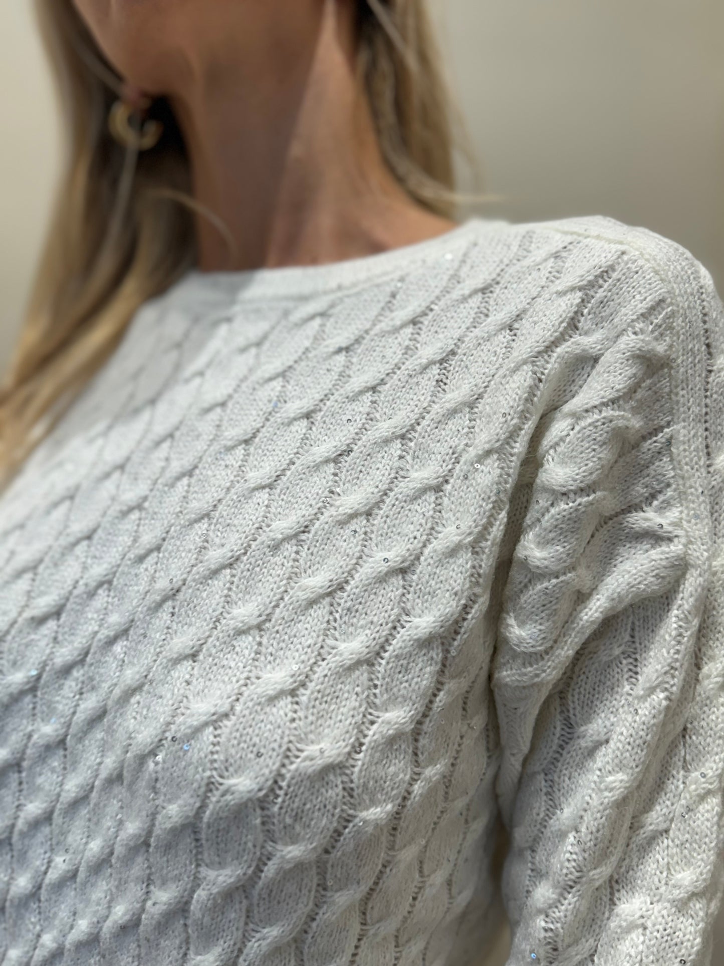 Kocca Maglia girocollo intrecci BIANCO