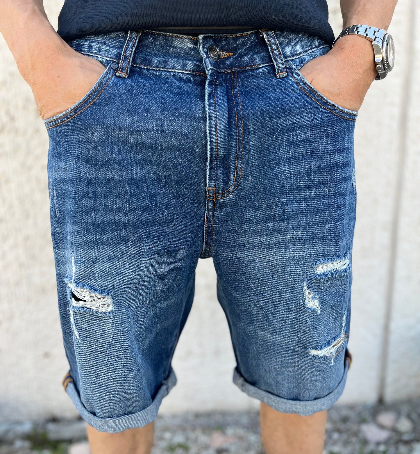 Rytual bermuda regular fit strappato JEANS