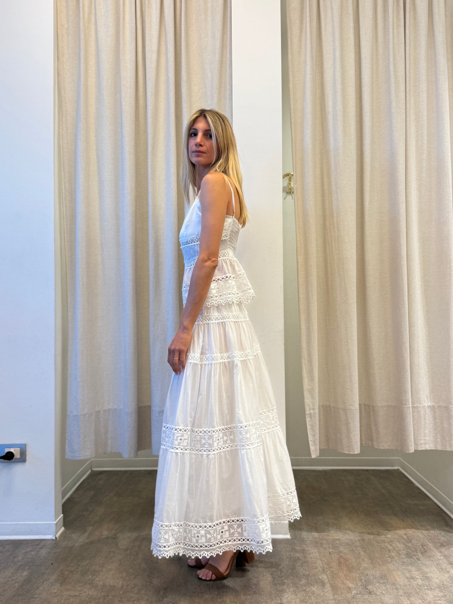 Tensione canotta macramè BIANCO