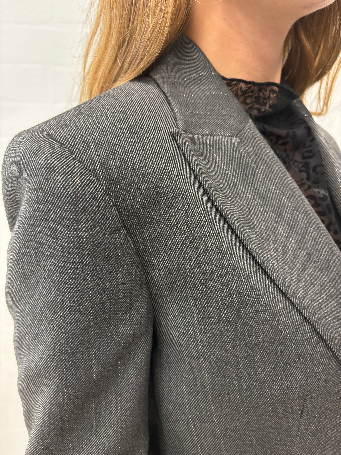 Kocca Giacca gessata in lurex argento GRIGIO