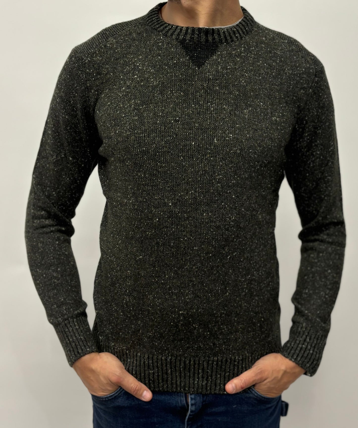 Loft88 maglia girocollo tweed mistolana VERDE