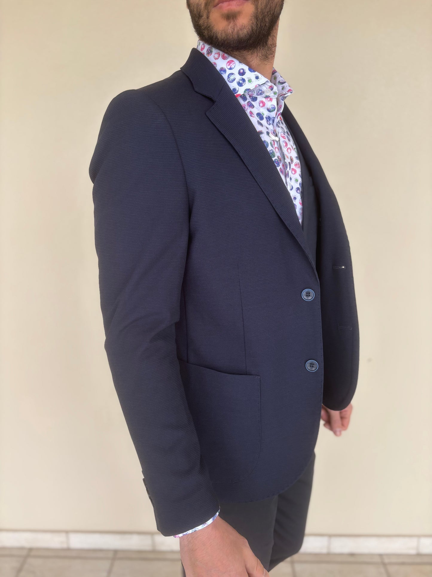 Le braghe giacca jersey microperato BLU