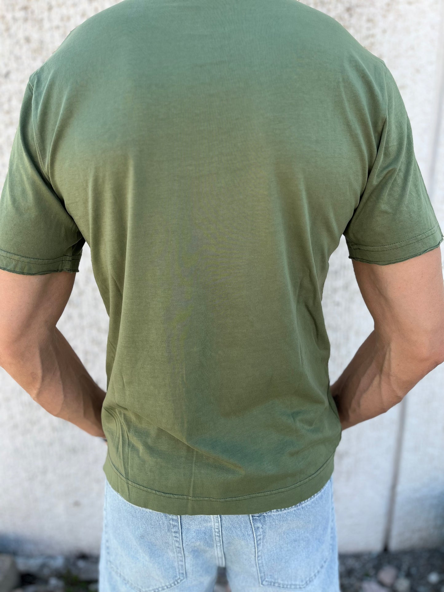 loft88 maglia manica corta in filo di cotone schiena liscia VERDE