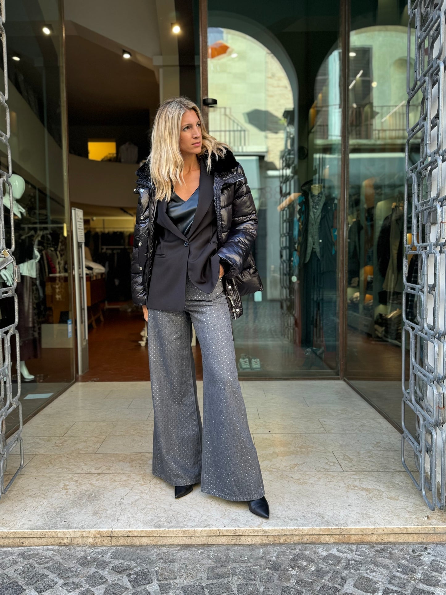 Patrizia Pepe jeans con strass GRIGIO